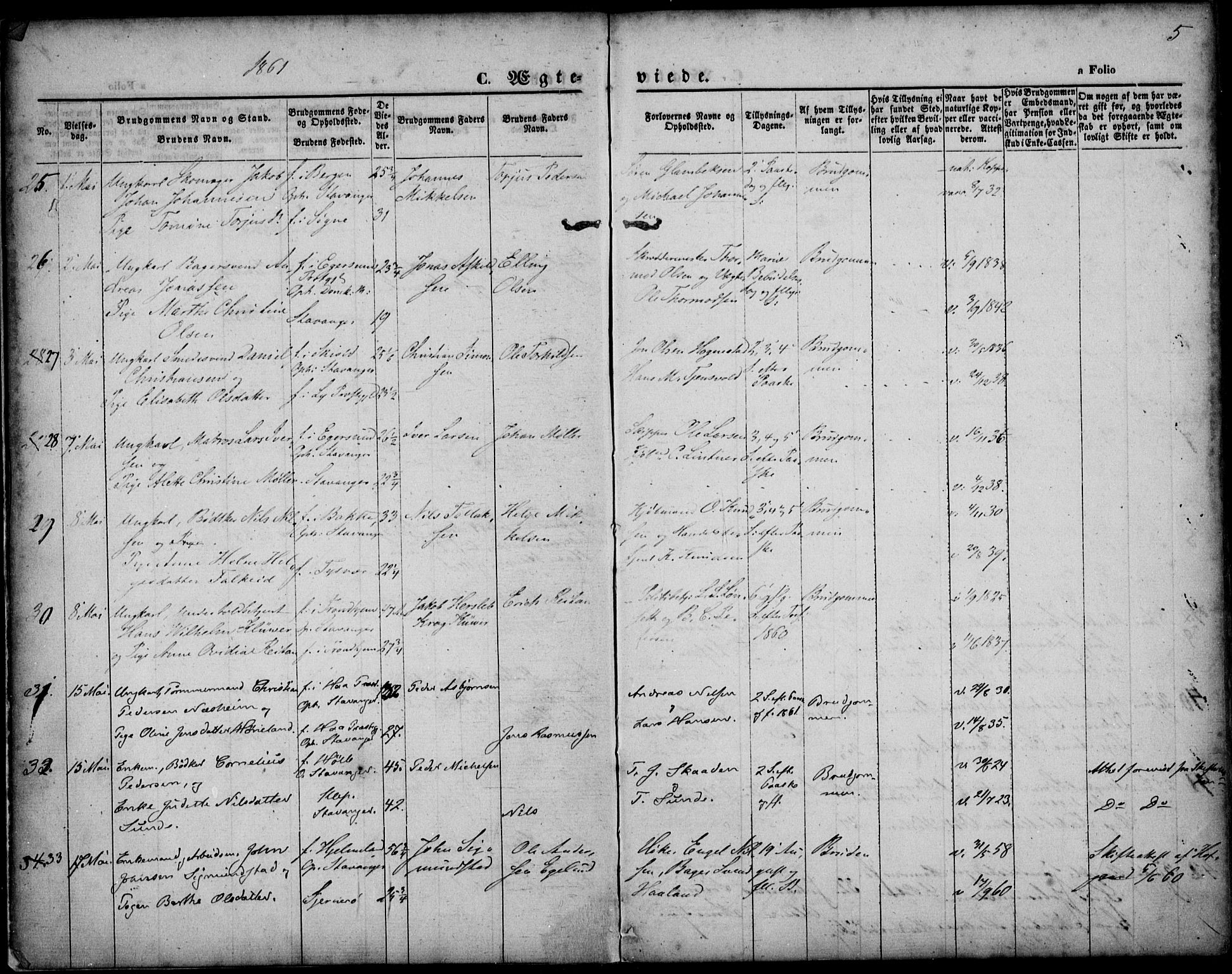 St. Petri sokneprestkontor, AV/SAST-A-101813/001/30/30BA/L0002: Parish register (official) no. A 2, 1861-1869, p. 5