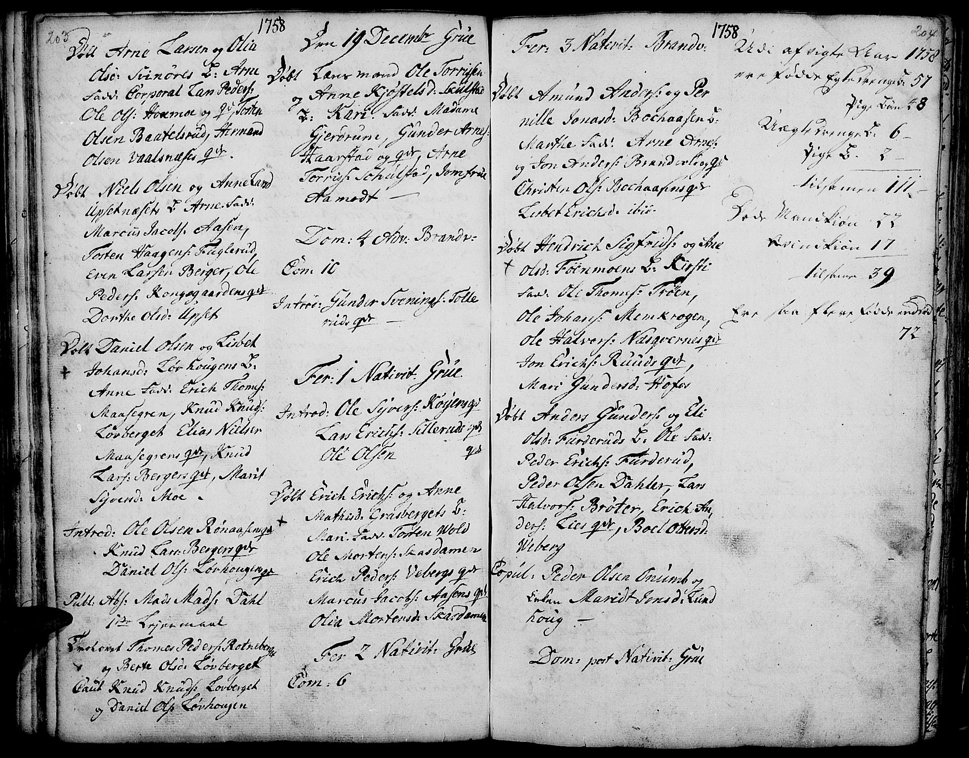 Grue prestekontor, AV/SAH-PREST-036/H/Ha/Haa/L0002: Parish register (official) no. 2, 1749-1774, p. 203-204