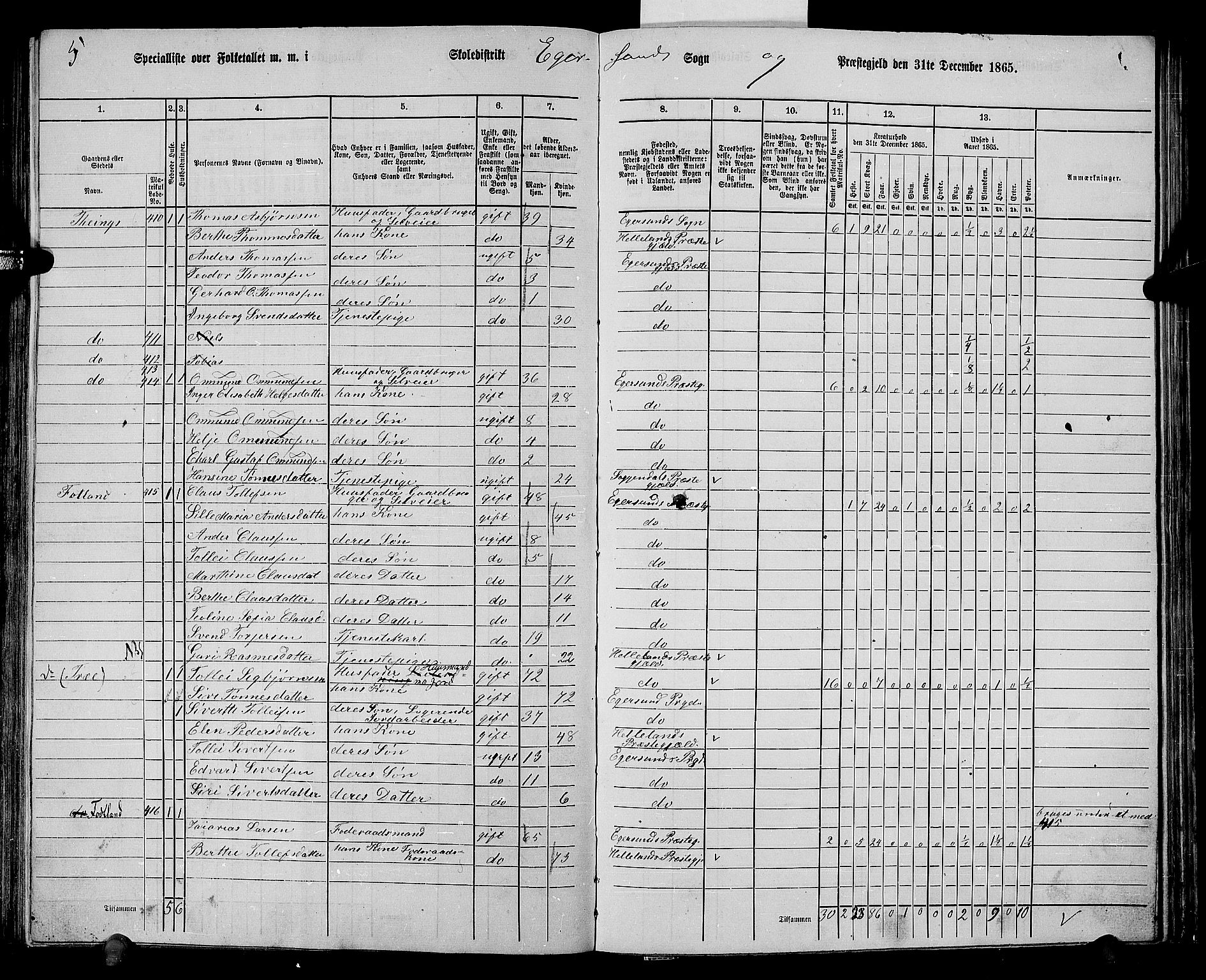 RA, 1865 census for Eigersund/Eigersund og Ogna, 1865, p. 107