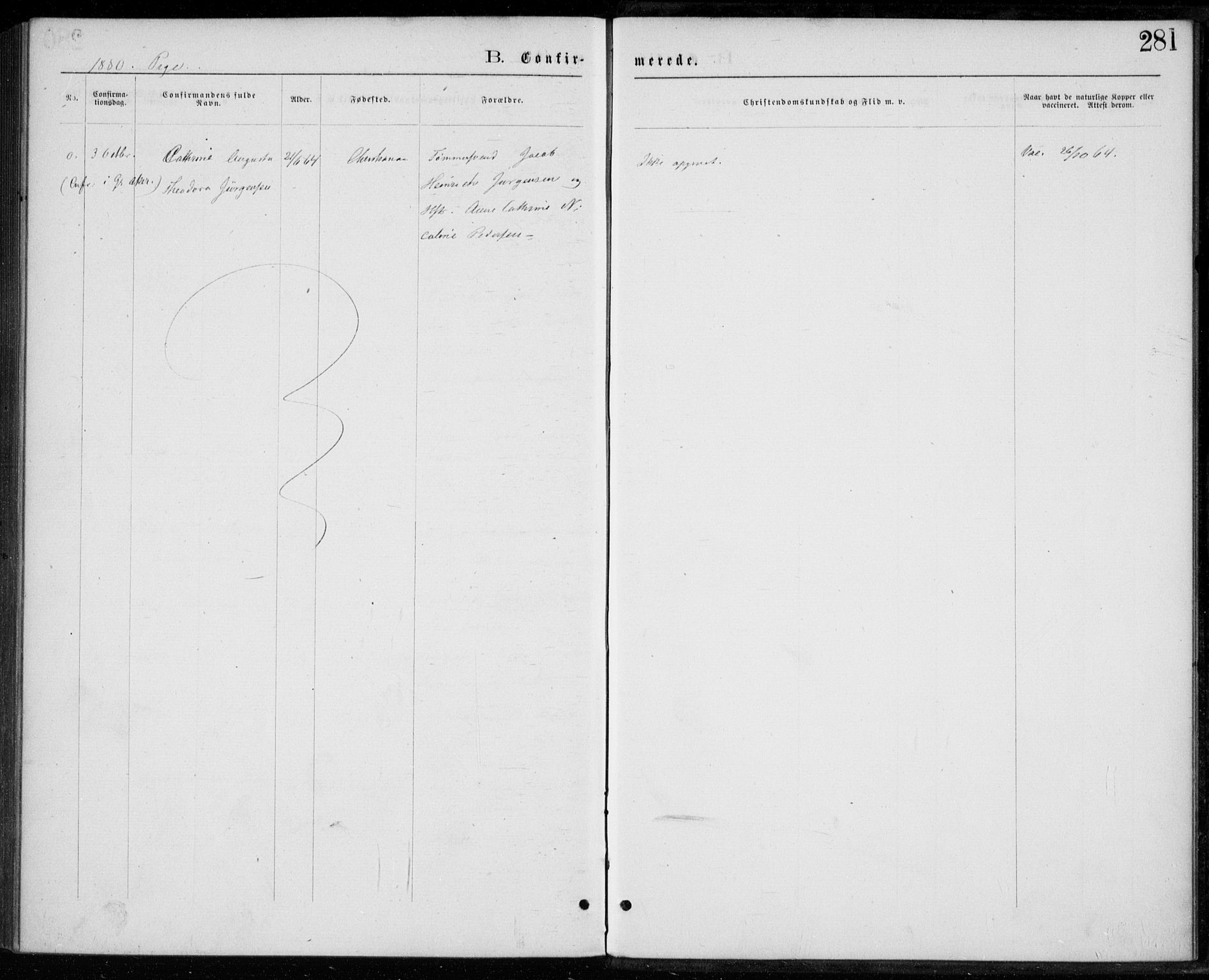Trefoldighet prestekontor Kirkebøker, AV/SAO-A-10882/F/Fb/L0002: Parish register (official) no. II 2, 1871-1880, p. 281