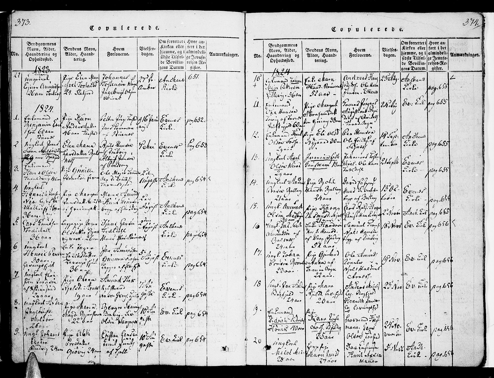Ministerialprotokoller, klokkerbøker og fødselsregistre - Nordland, SAT/A-1459/863/L0894: Parish register (official) no. 863A06, 1821-1851, p. 373-374