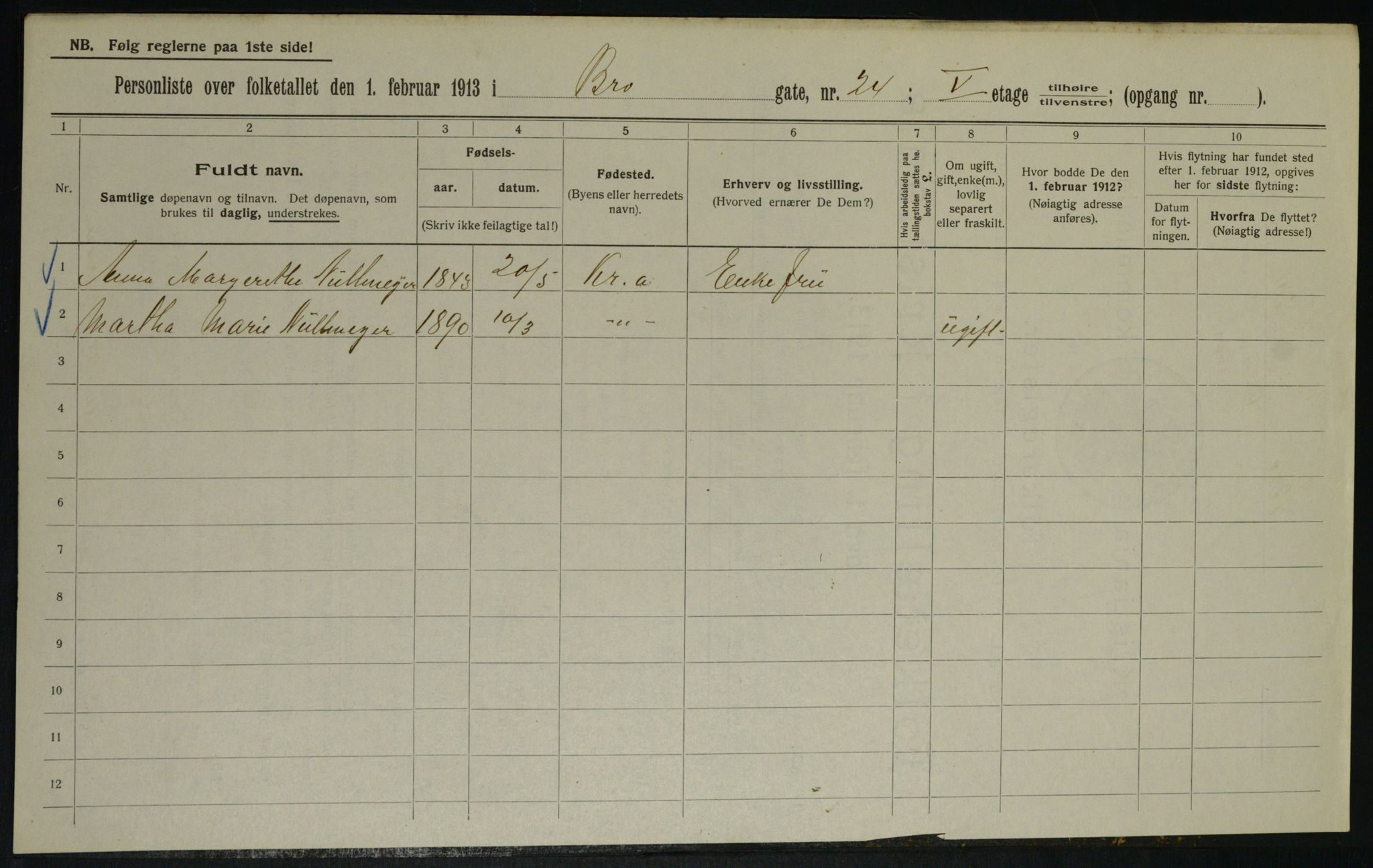 OBA, Municipal Census 1913 for Kristiania, 1913, p. 9920