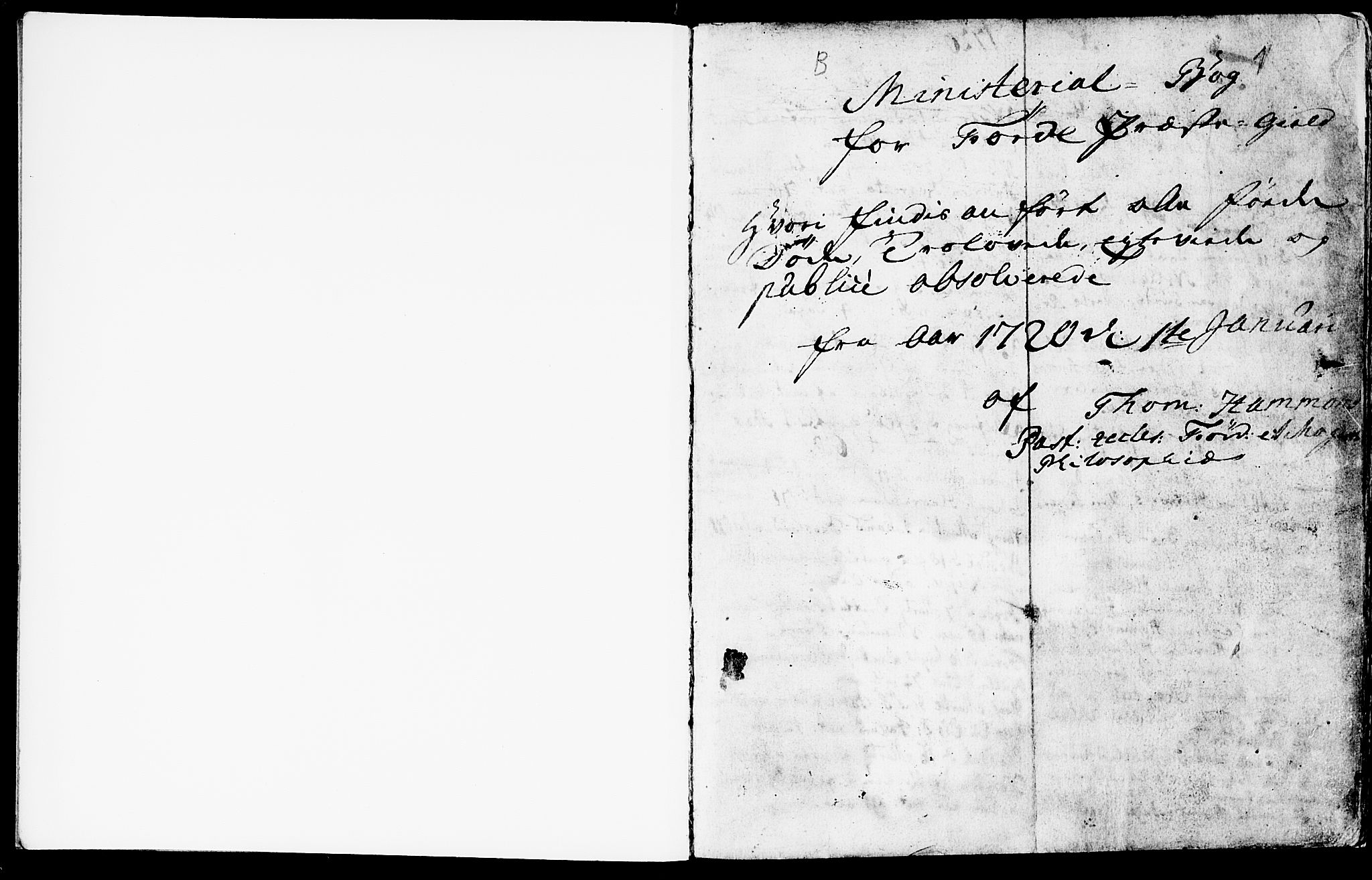 Førde sokneprestembete, SAB/A-79901/H/Haa/Haaa/L0001: Parish register (official) no. A 1, 1720-1727, p. 1