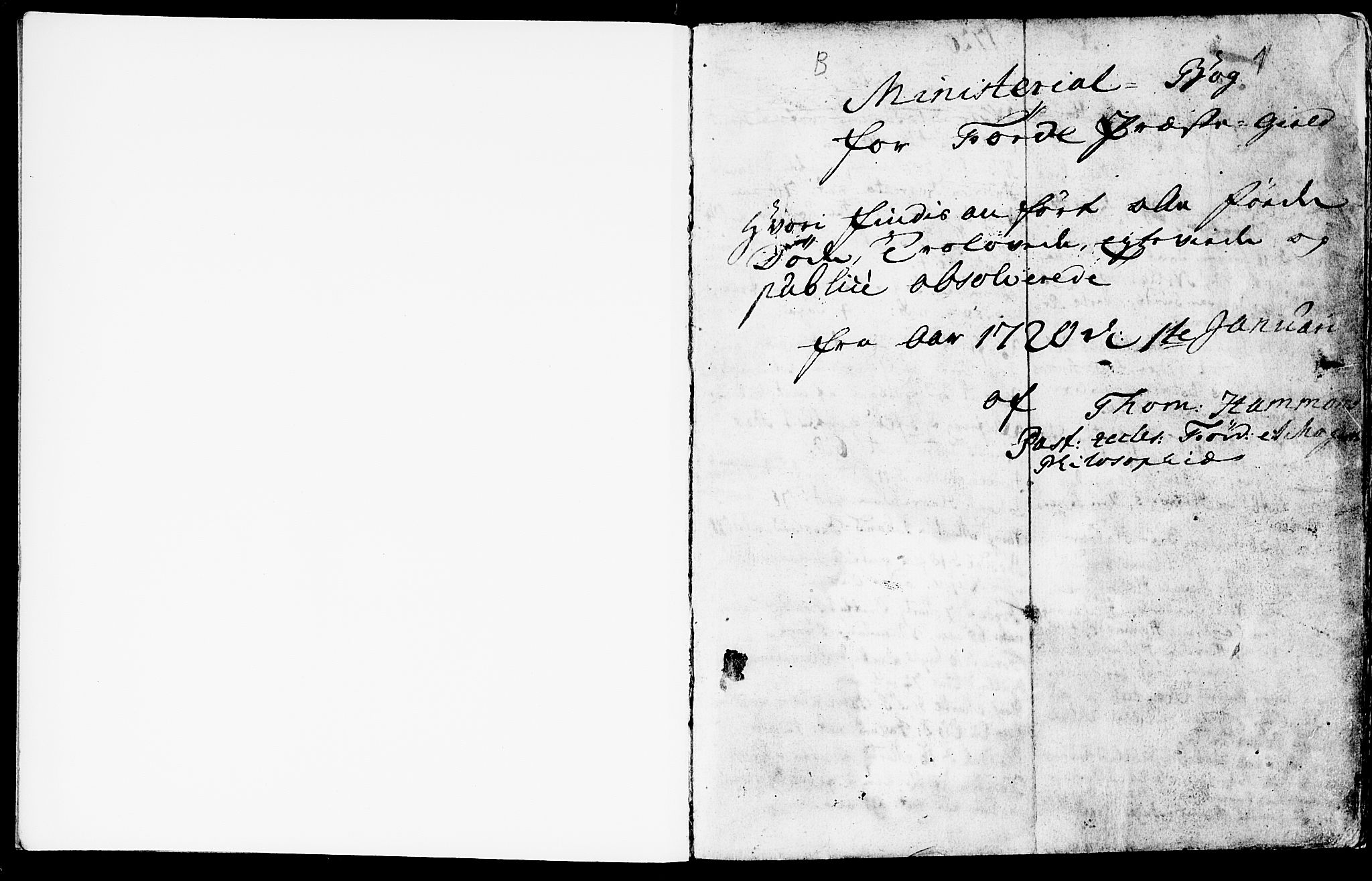 Førde sokneprestembete, AV/SAB-A-79901/H/Haa/Haaa/L0001: Parish register (official) no. A 1, 1720-1727, p. 1