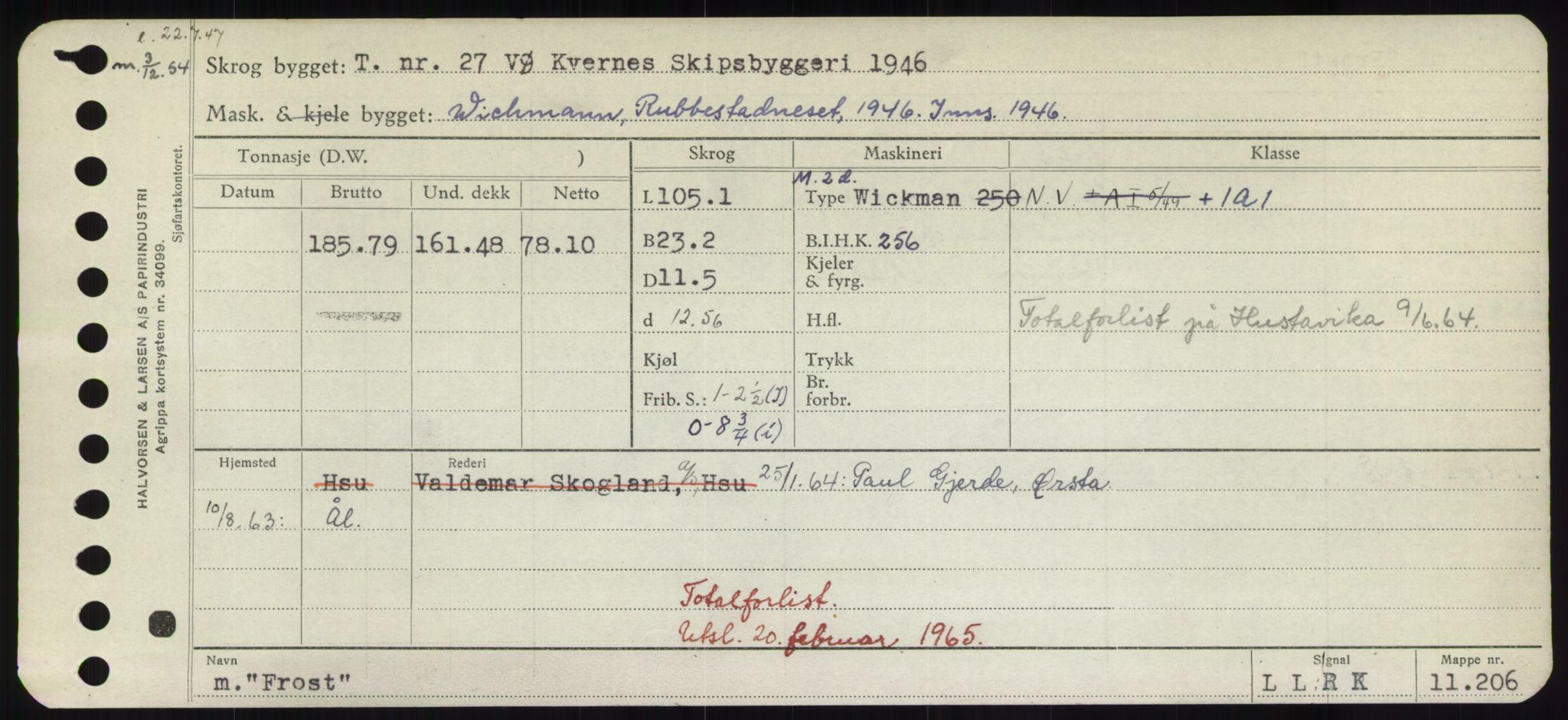 Sjøfartsdirektoratet med forløpere, Skipsmålingen, RA/S-1627/H/Hd/L0011: Fartøy, Fla-Får, p. 517