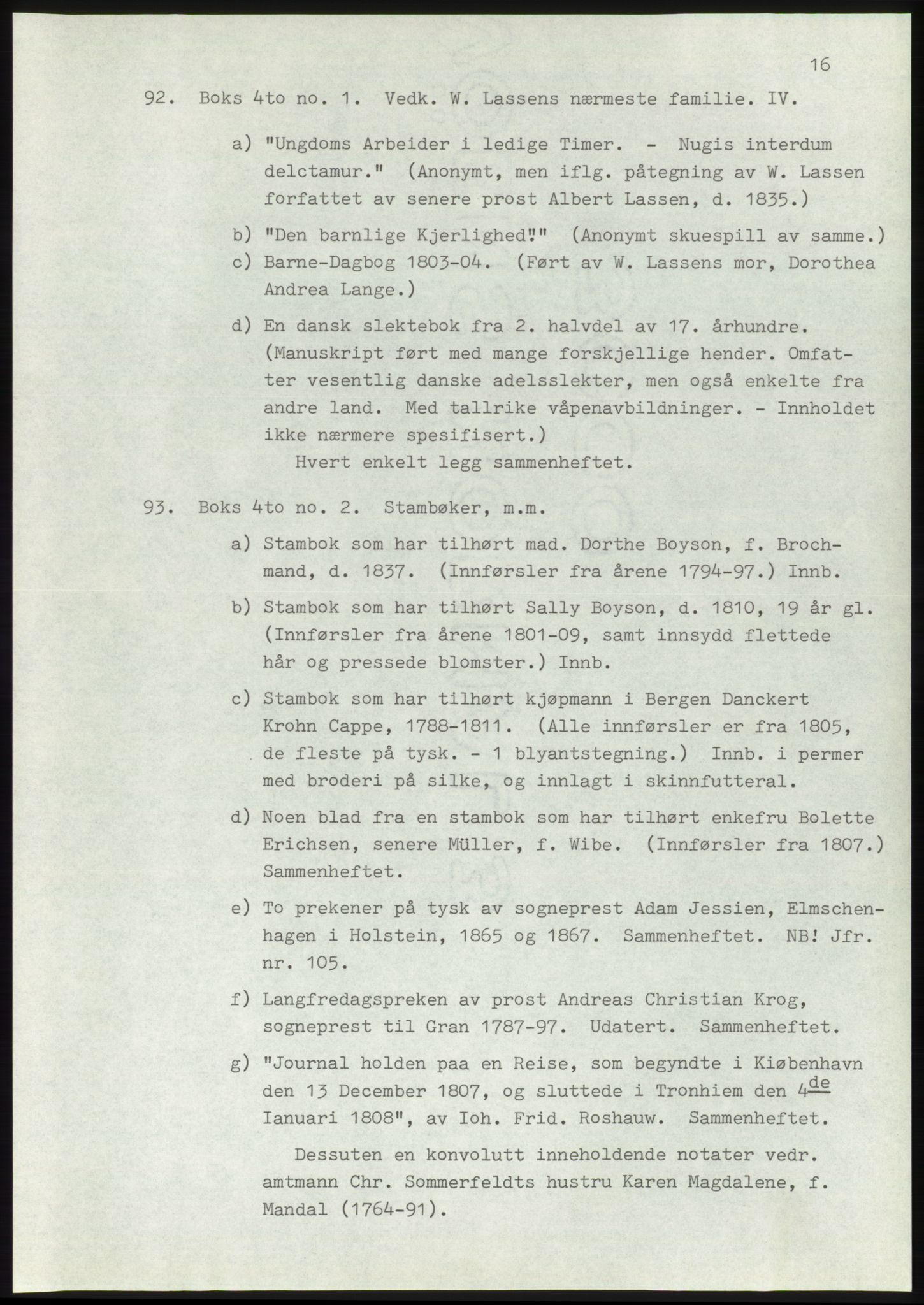 Lassens samlinger, AV/RA-PA-0051, 1500-1907, p. 16