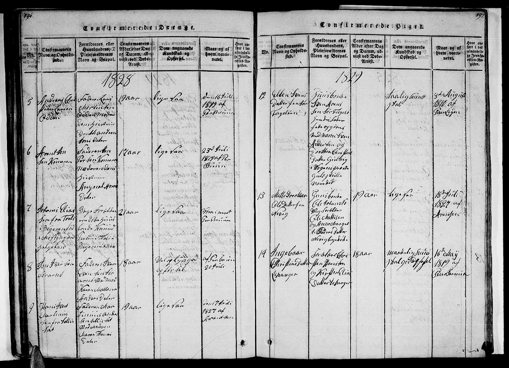 Ministerialprotokoller, klokkerbøker og fødselsregistre - Nordland, AV/SAT-A-1459/805/L0105: Parish register (copy) no. 805C01, 1820-1839, p. 496-497