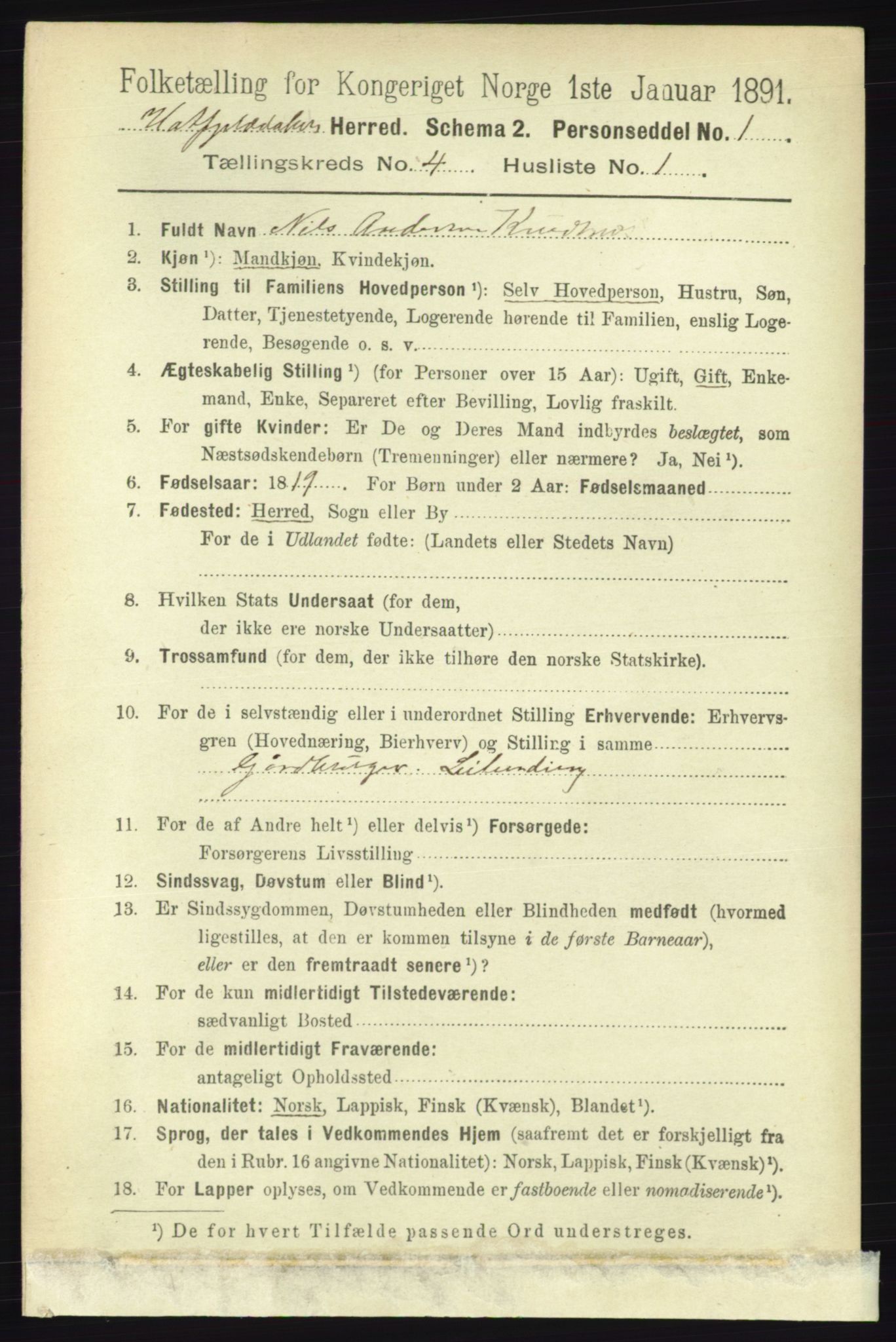 RA, 1891 census for 1826 Hattfjelldal, 1891, p. 918