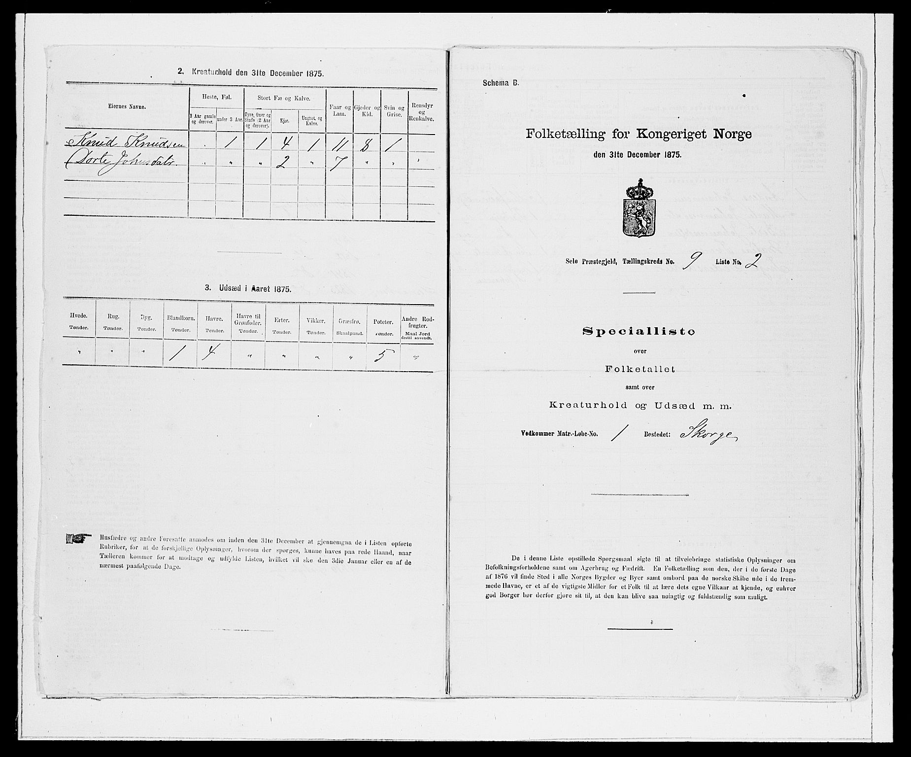 SAB, 1875 Census for 1441P Selje, 1875, p. 1083