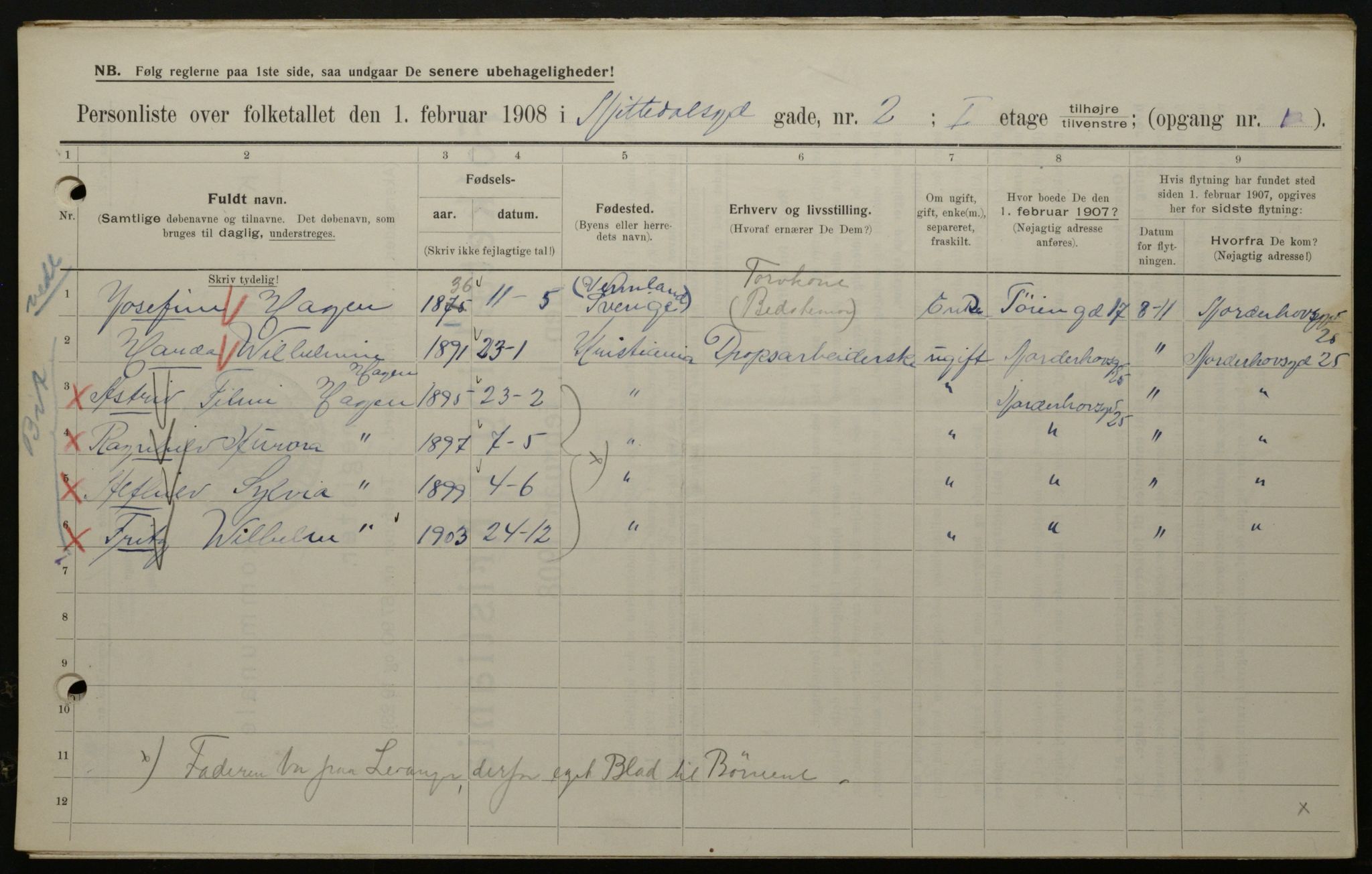 OBA, Municipal Census 1908 for Kristiania, 1908, p. 63876