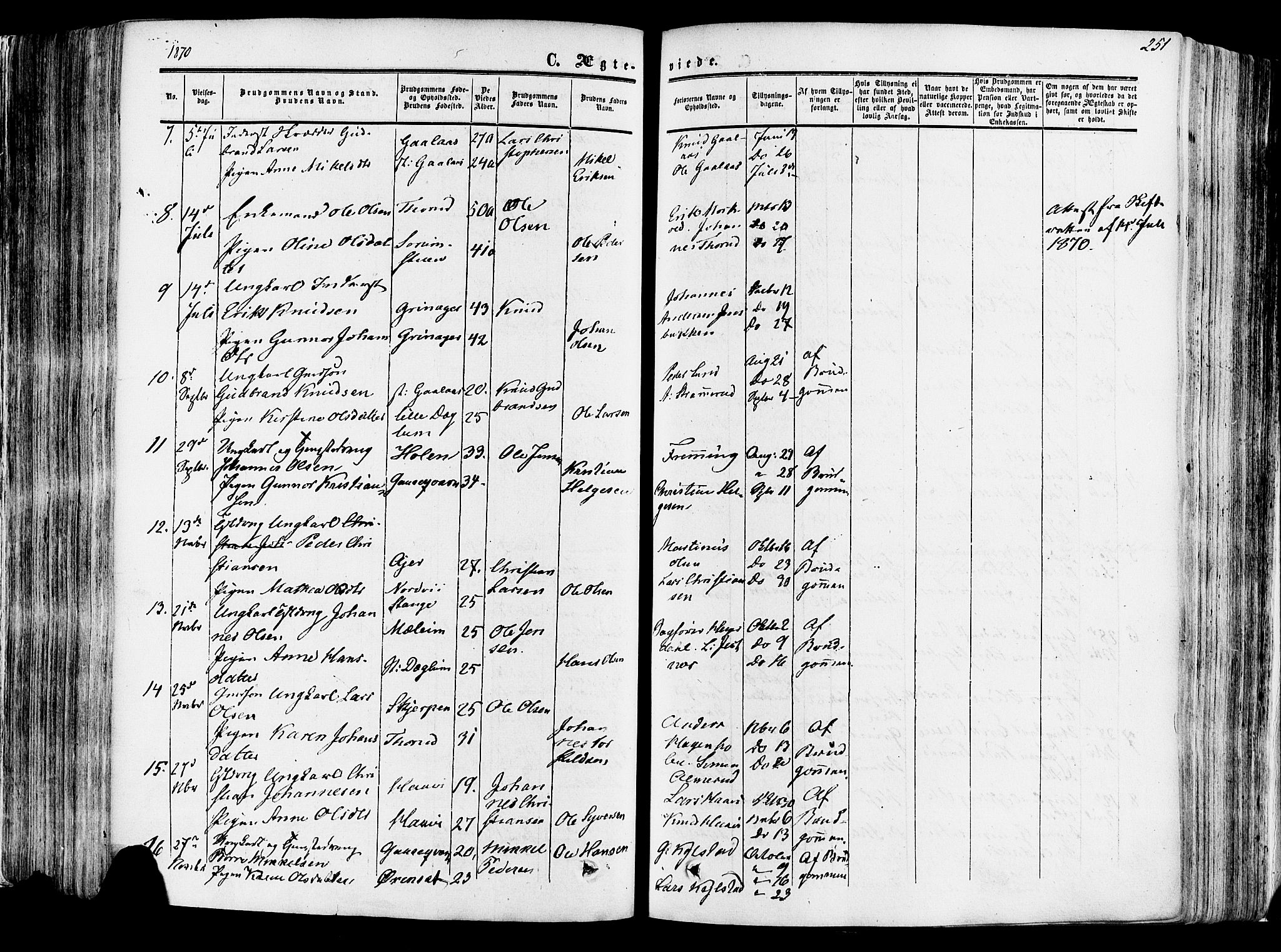 Vang prestekontor, Hedmark, SAH/PREST-008/H/Ha/Haa/L0013: Parish register (official) no. 13, 1855-1879, p. 251