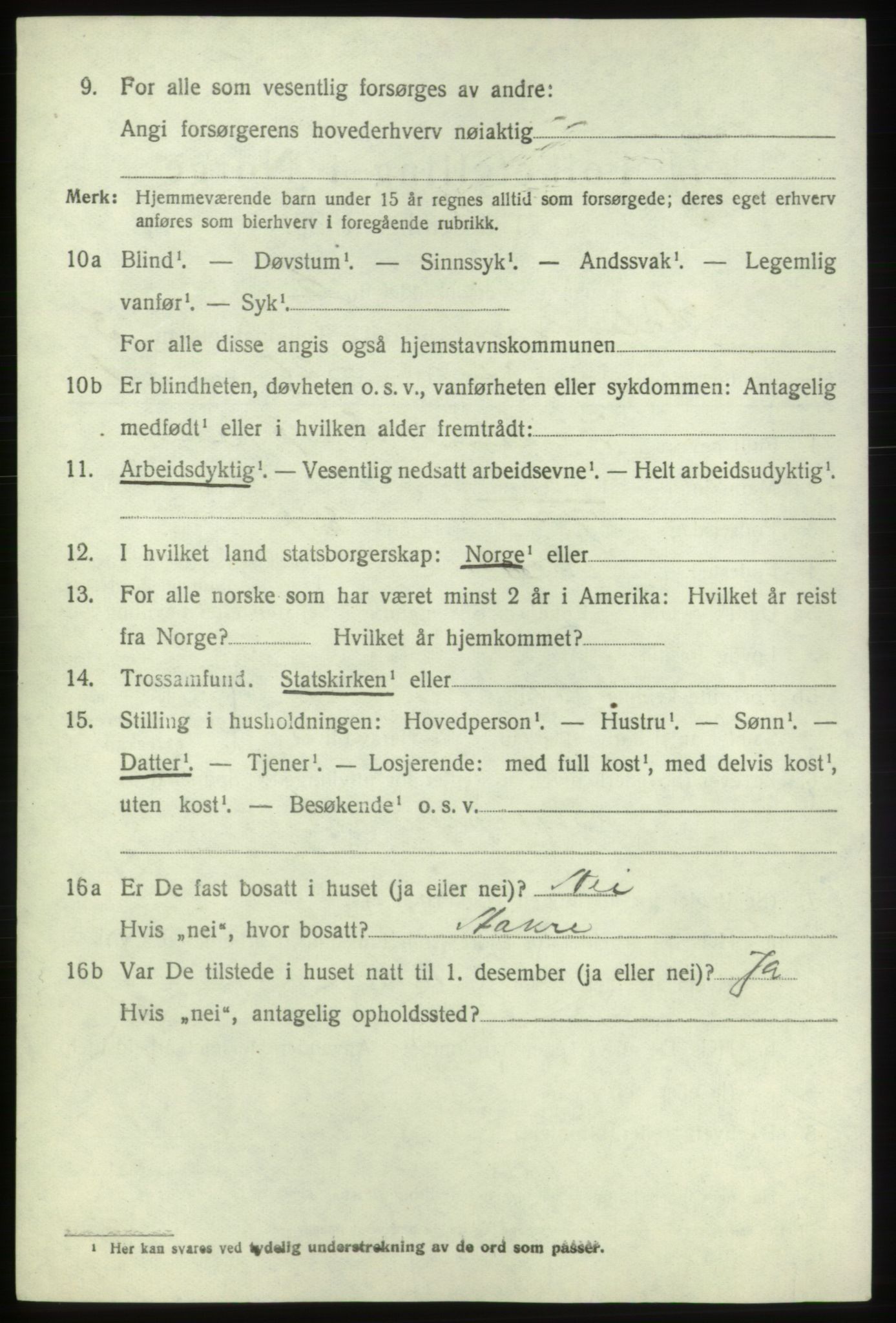 SAB, 1920 census for Valestrand, 1920, p. 1622