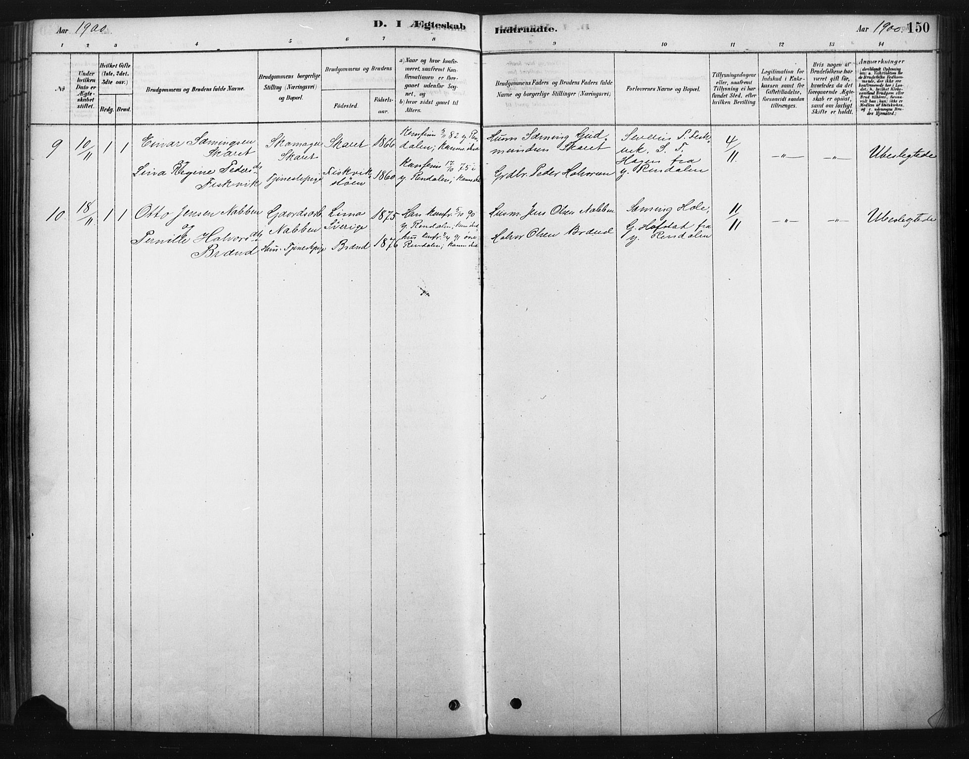 Rendalen prestekontor, AV/SAH-PREST-054/H/Ha/Haa/L0010: Parish register (official) no. 10, 1878-1901, p. 150