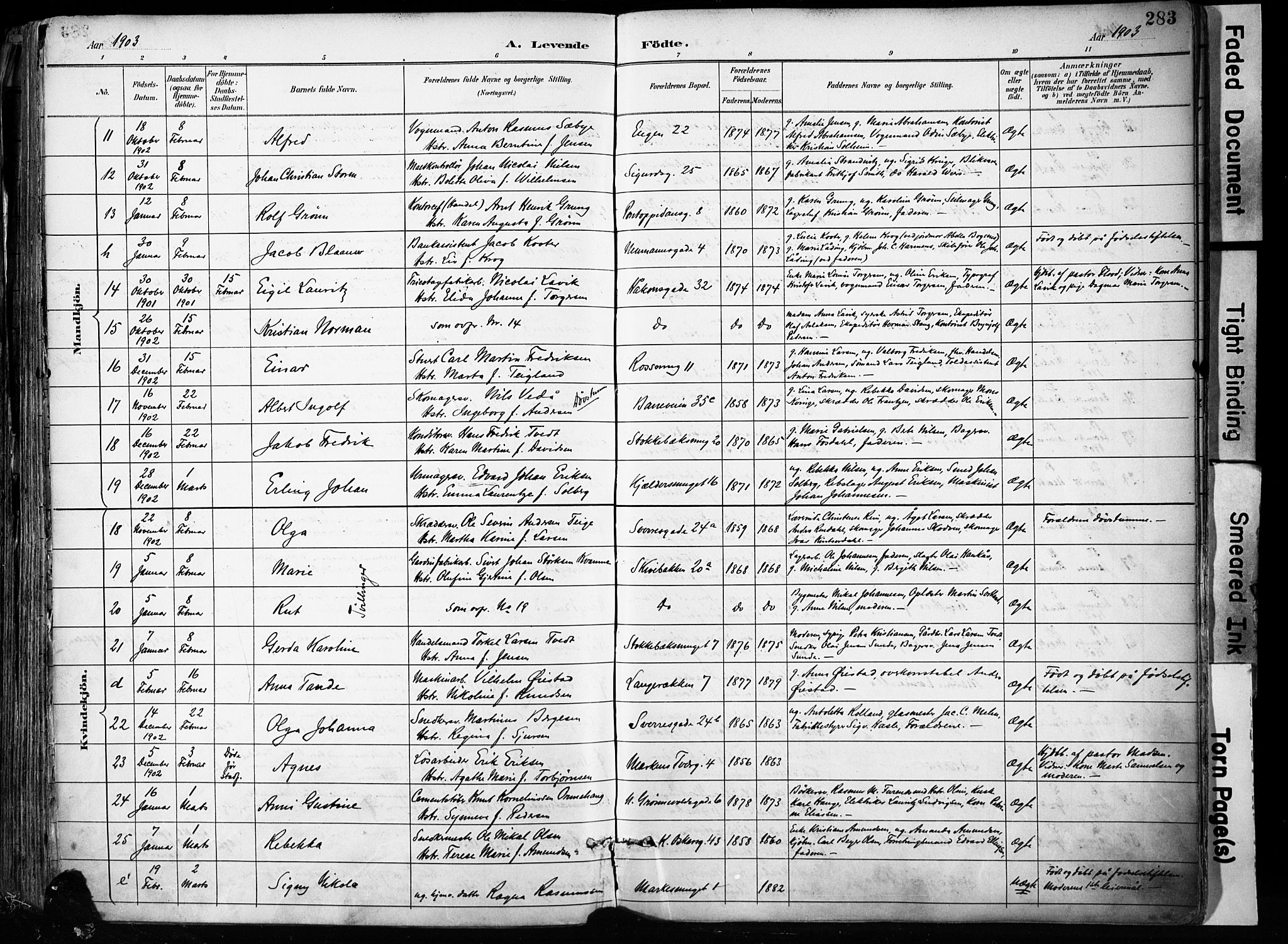 Domkirken sokneprestembete, AV/SAB-A-74801/H/Haa/L0024: Parish register (official) no. B 7, 1888-1903, p. 283