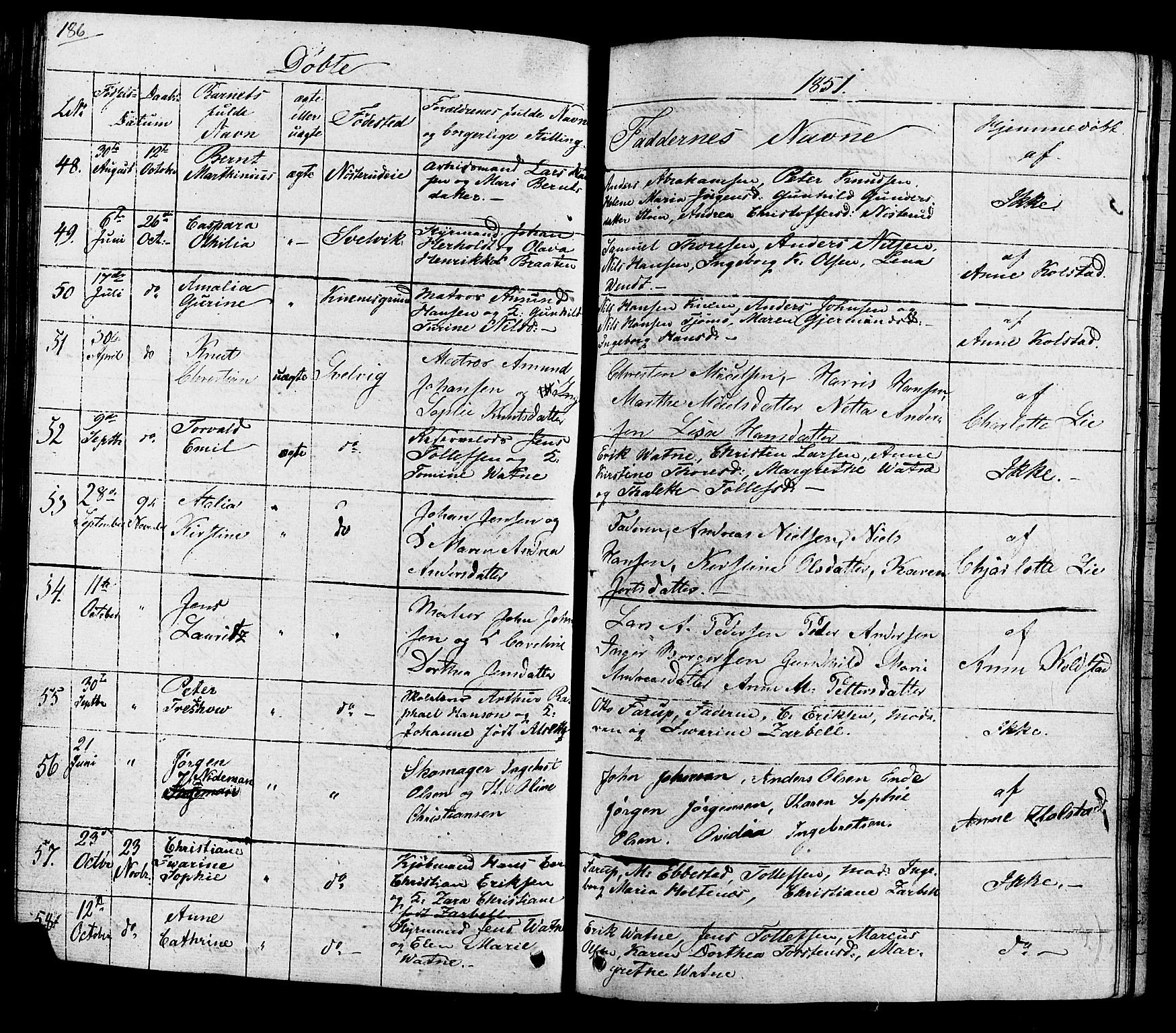 Hurum kirkebøker, AV/SAKO-A-229/G/Ga/L0002: Parish register (copy) no. I 2, 1827-1857, p. 186