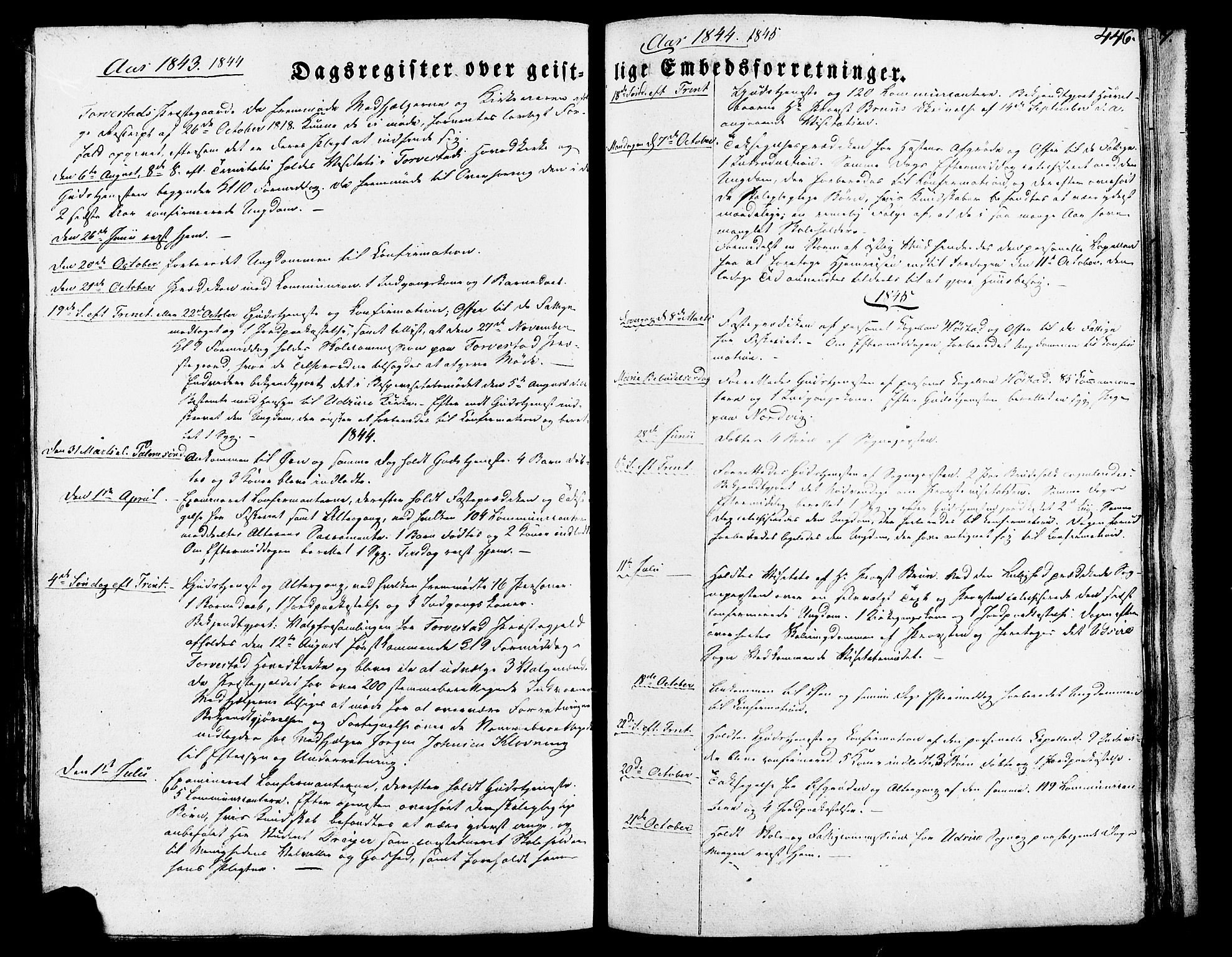 Torvastad sokneprestkontor, SAST/A -101857/H/Ha/Haa/L0007: Parish register (official) no. A 7, 1838-1882, p. 446
