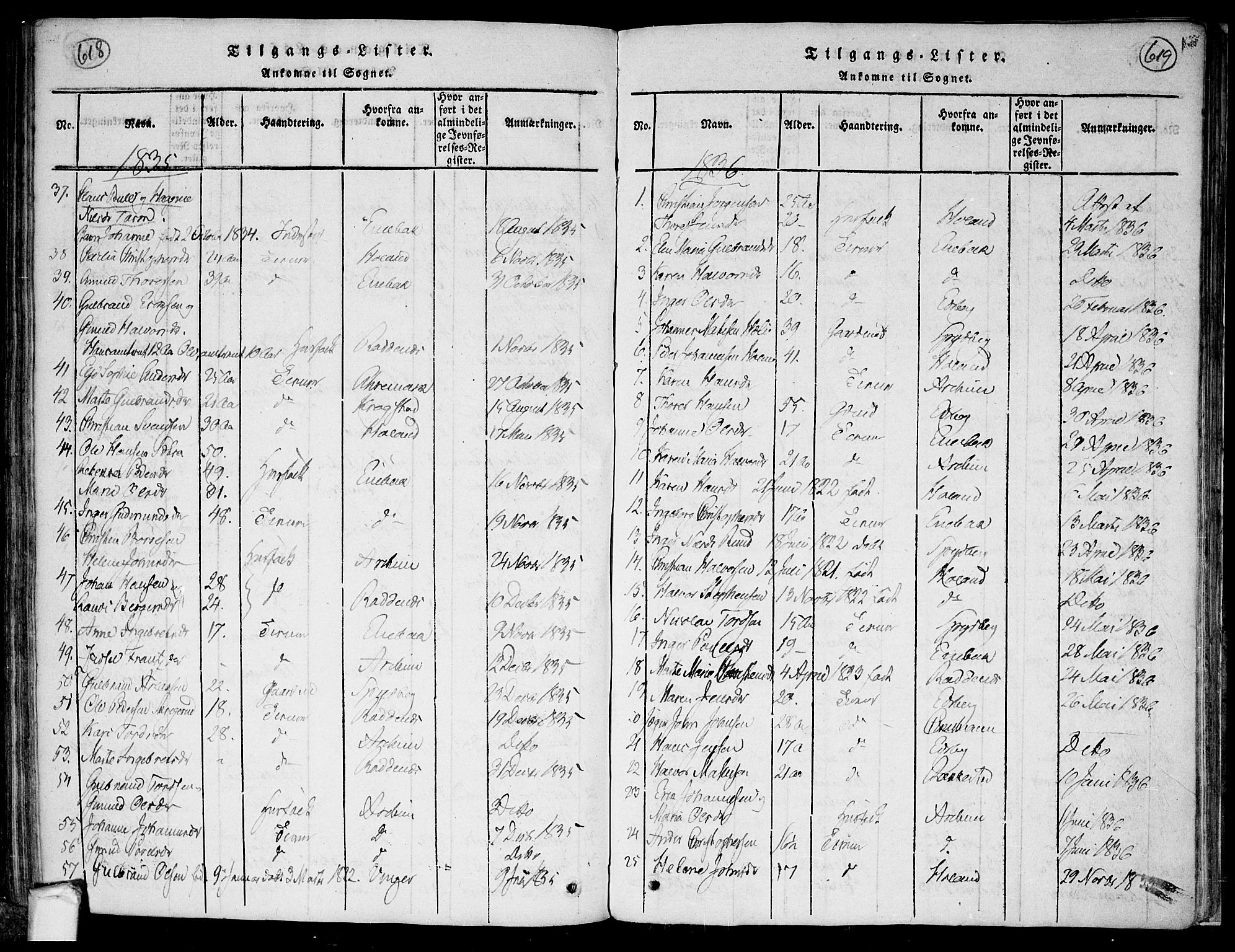 Trøgstad prestekontor Kirkebøker, SAO/A-10925/F/Fa/L0006: Parish register (official) no. I 6, 1815-1844, p. 618-619