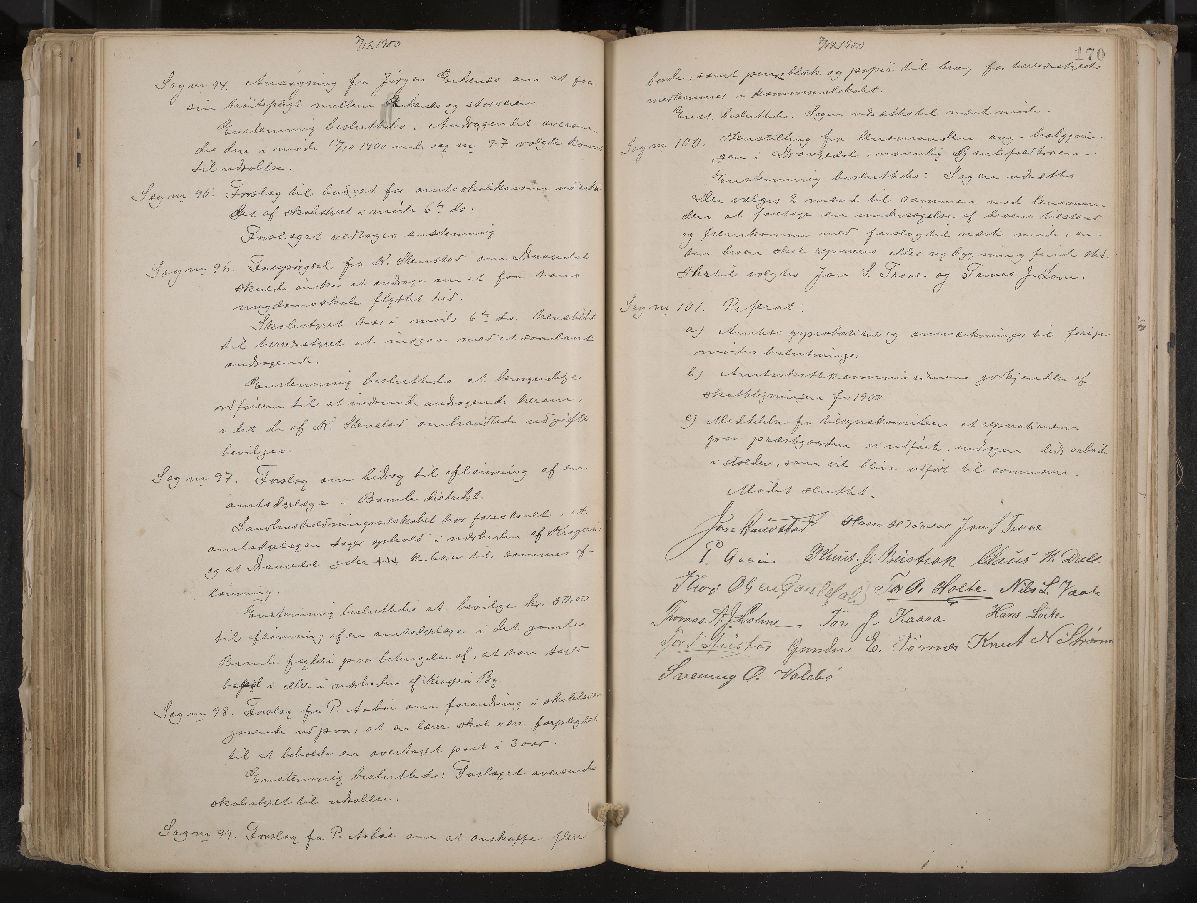 Drangedal formannskap og sentraladministrasjon, IKAK/0817021/A/L0003: Møtebok, 1893-1906, p. 170