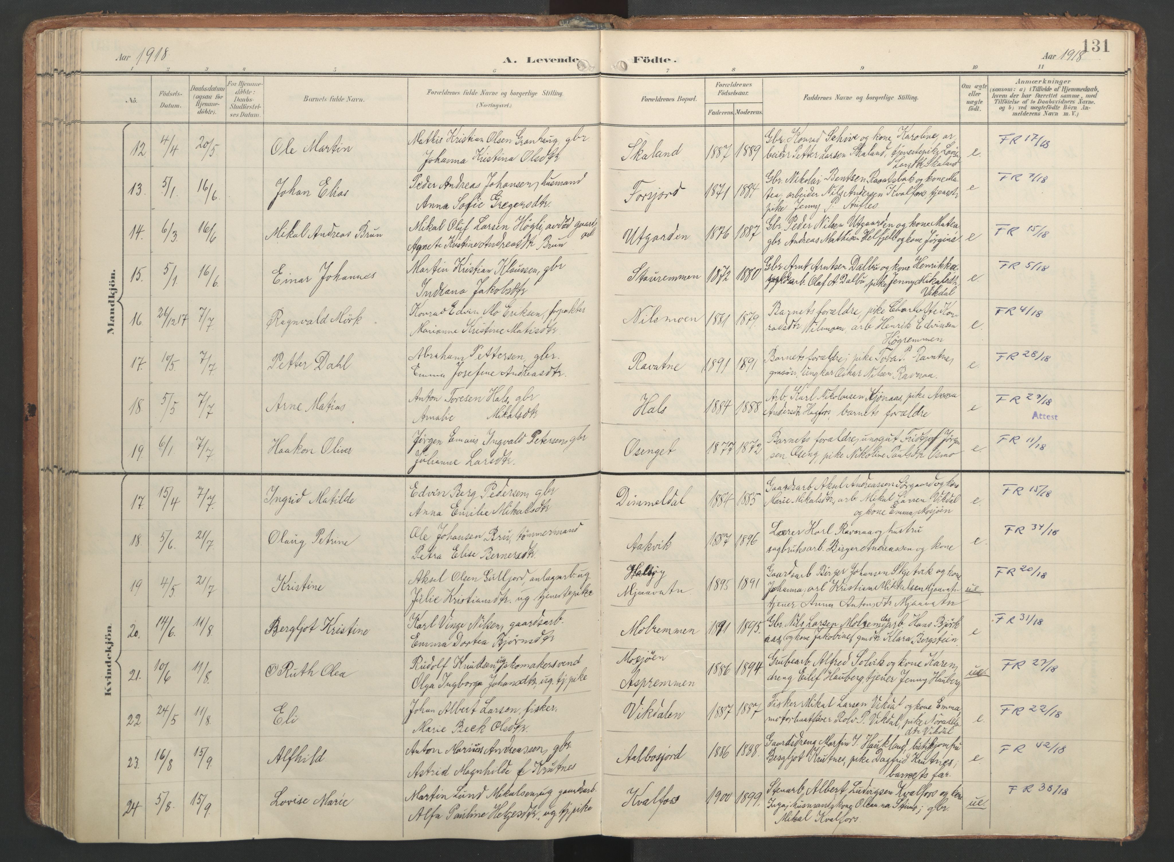 Ministerialprotokoller, klokkerbøker og fødselsregistre - Nordland, SAT/A-1459/820/L0297: Parish register (official) no. 820A18, 1897-1917, p. 131