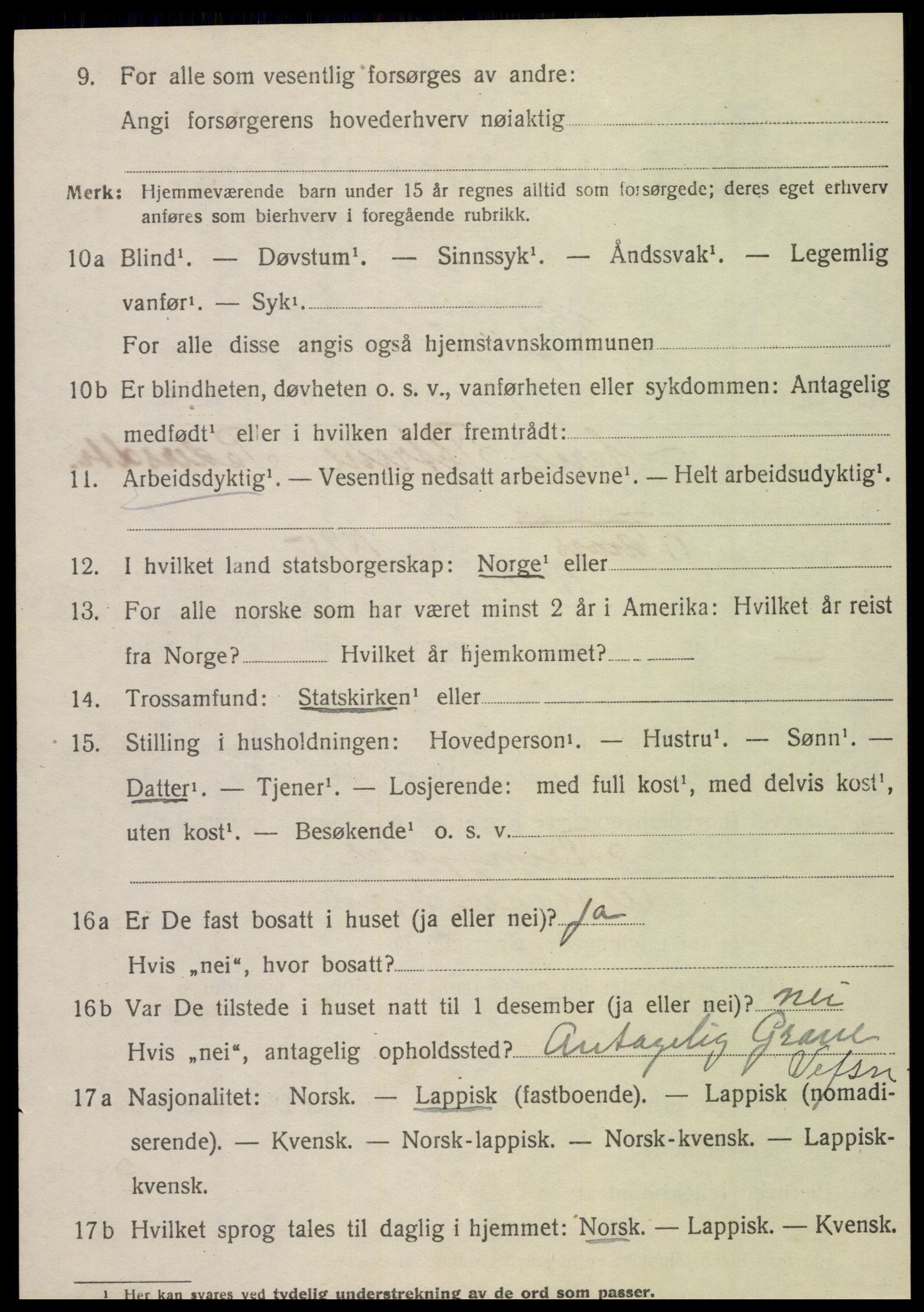 SAT, 1920 census for Vefsn, 1920, p. 9446