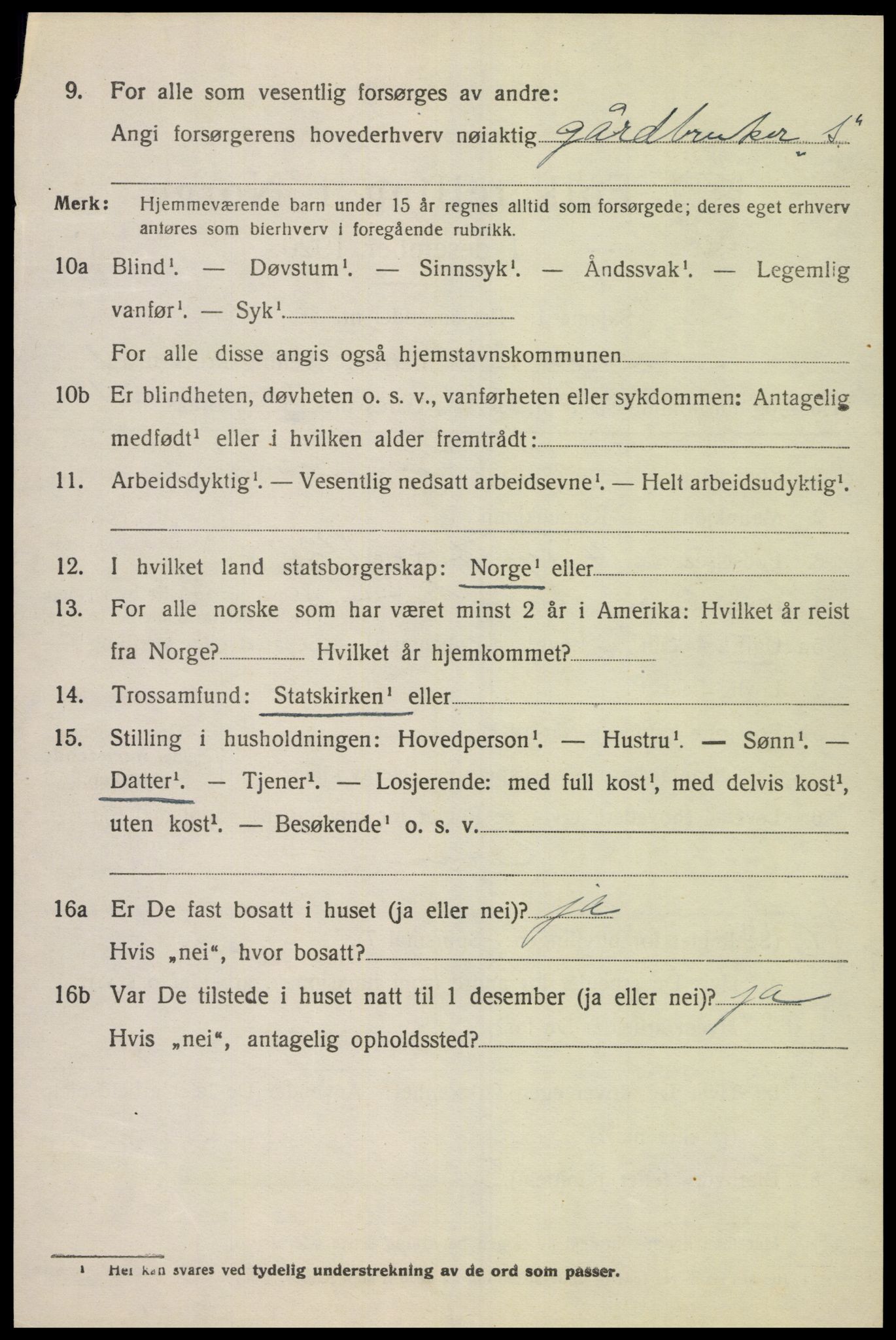 SAK, 1920 census for Lyngdal, 1920, p. 1574