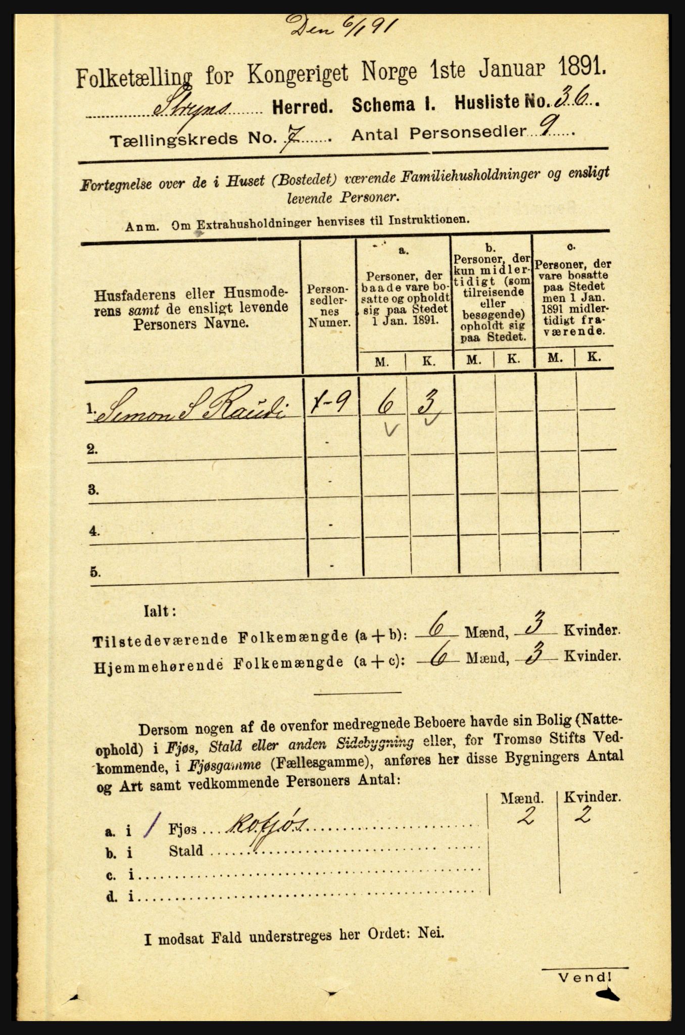 RA, 1891 census for 1448 Stryn, 1891, p. 2808