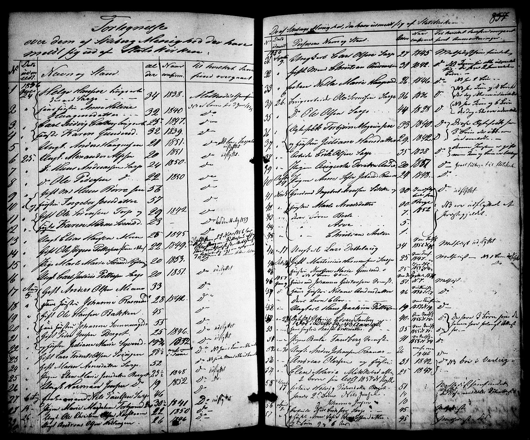 Skjeberg prestekontor Kirkebøker, SAO/A-10923/F/Fa/L0006: Parish register (official) no. I 6, 1846-1858, p. 857