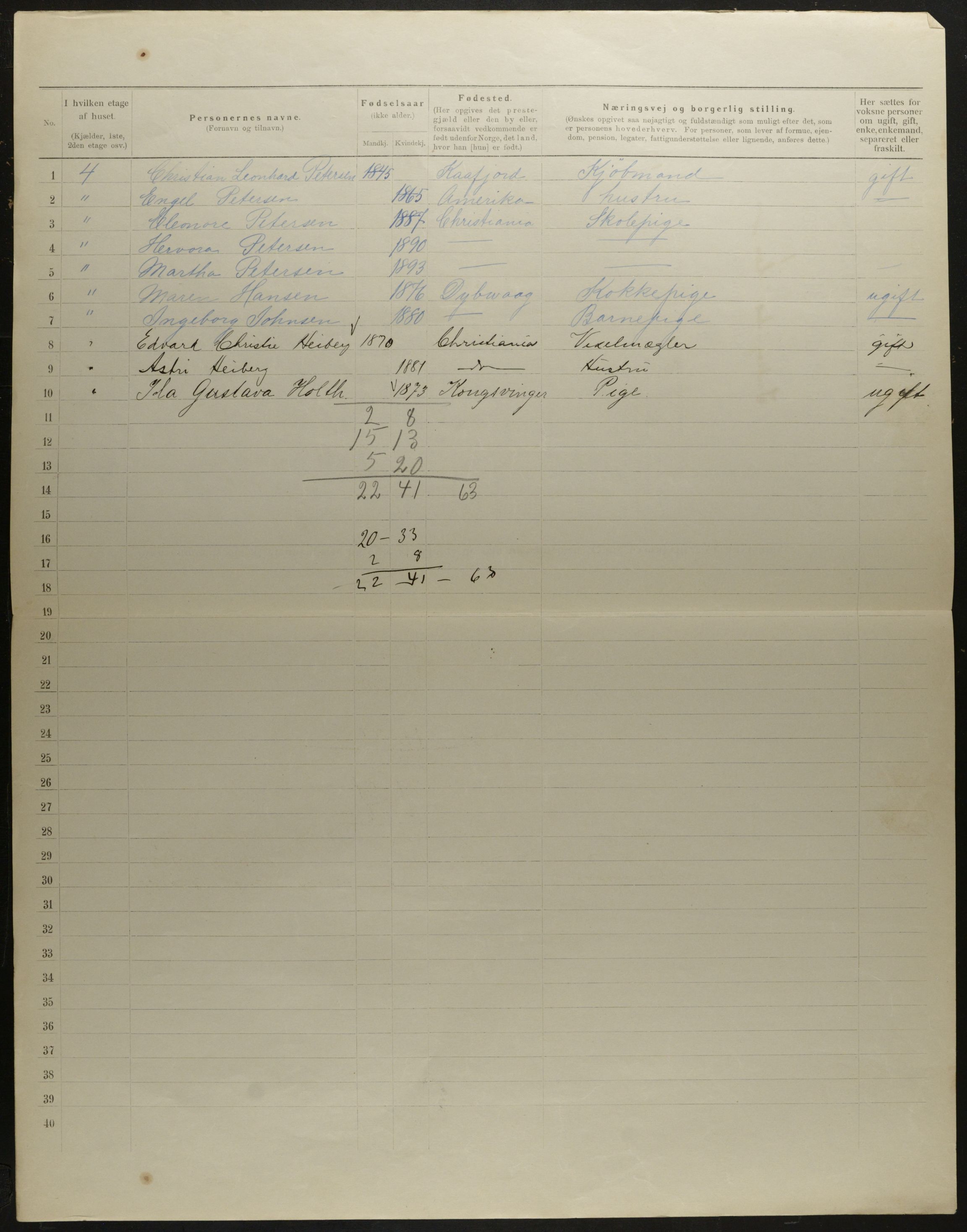 OBA, Municipal Census 1901 for Kristiania, 1901, p. 6998