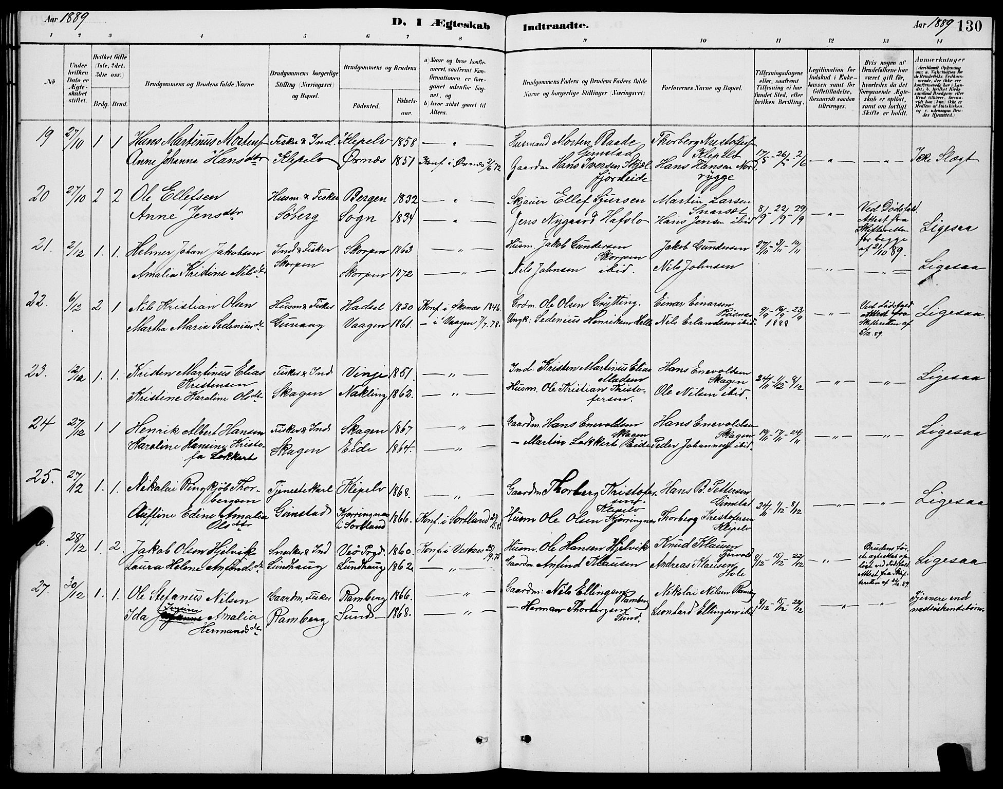 Ministerialprotokoller, klokkerbøker og fødselsregistre - Nordland, AV/SAT-A-1459/891/L1315: Parish register (copy) no. 891C04, 1886-1893, p. 130