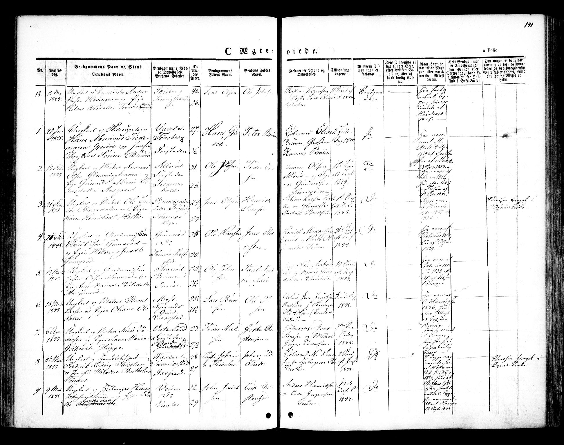 Glemmen prestekontor Kirkebøker, SAO/A-10908/F/Fa/L0005: Parish register (official) no. 5, 1838-1852, p. 141