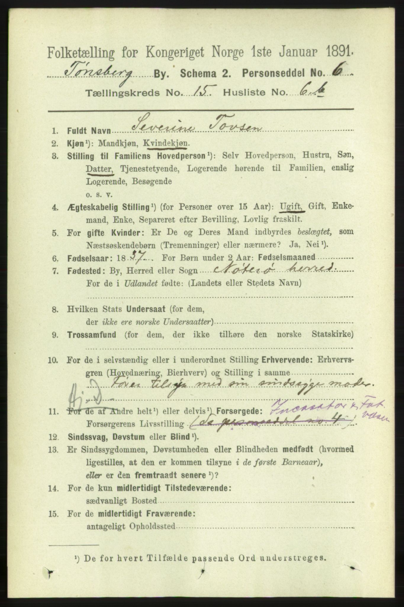 RA, 1891 census for 0705 Tønsberg, 1891, p. 4742