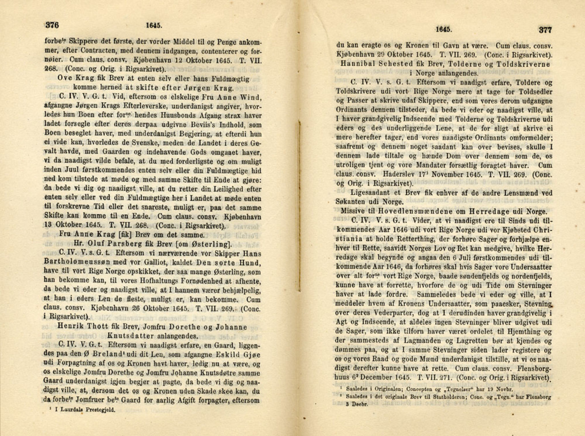 Publikasjoner utgitt av Det Norske Historiske Kildeskriftfond, PUBL/-/-/-: Norske Rigs-Registranter, bind 8, 1641-1648, p. 376-377