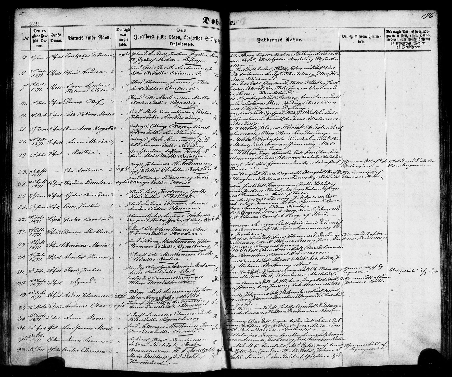 Kinn sokneprestembete, SAB/A-80801/H/Haa/Haaa/L0006: Parish register (official) no. A 6, 1857-1885, p. 176