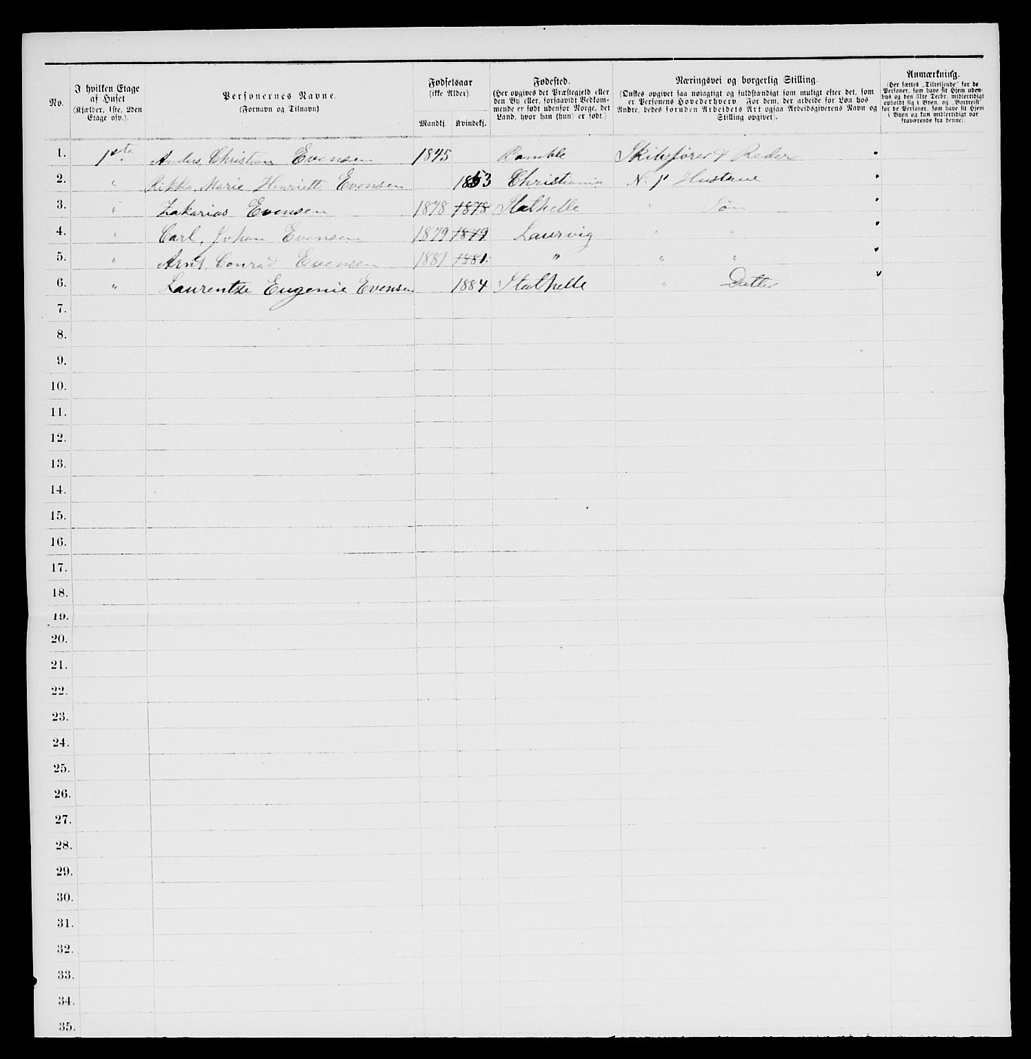 SAKO, 1885 census for 0803 Stathelle, 1885, p. 22