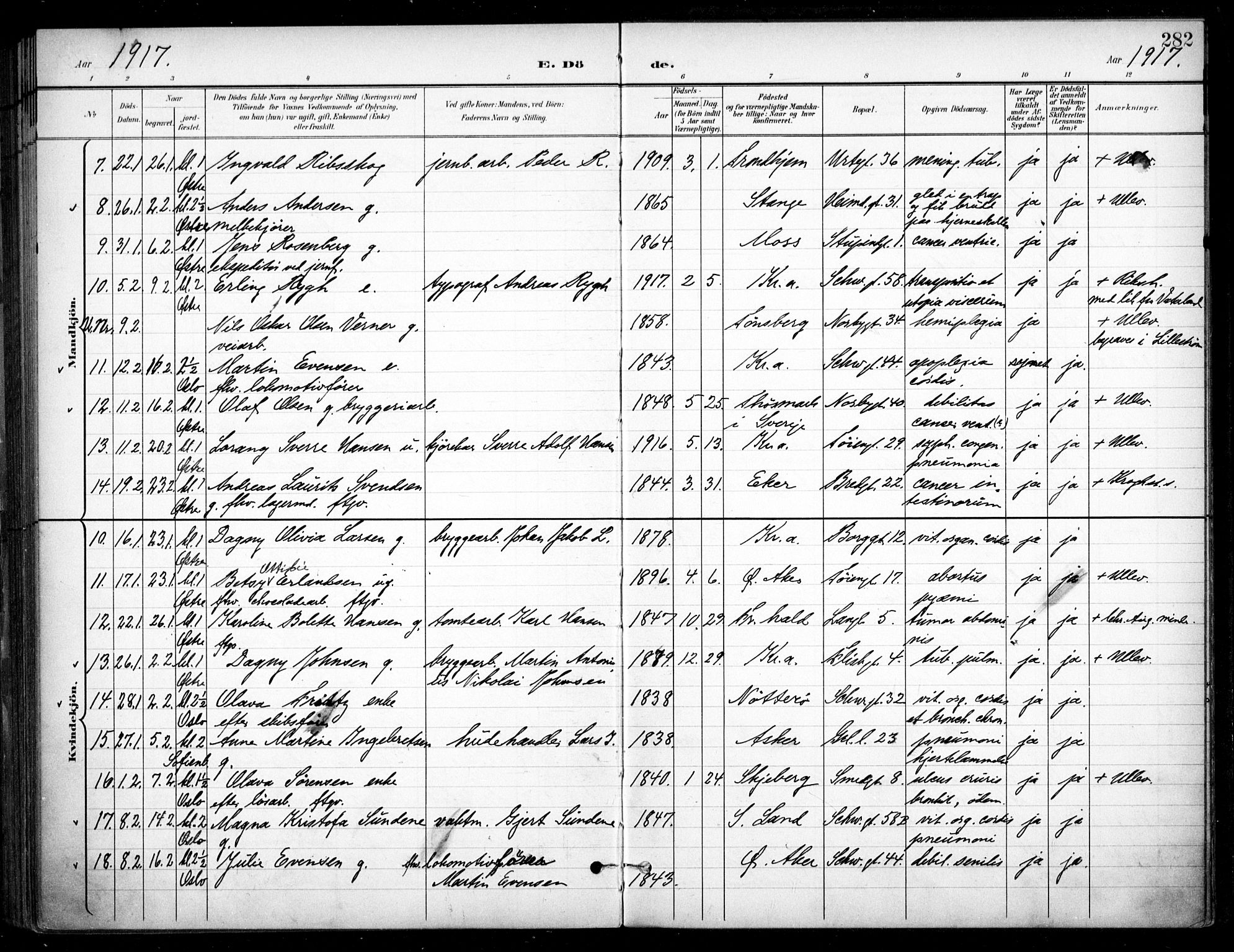 Grønland prestekontor Kirkebøker, SAO/A-10848/F/Fa/L0016: Parish register (official) no. 16, 1898-1918, p. 282