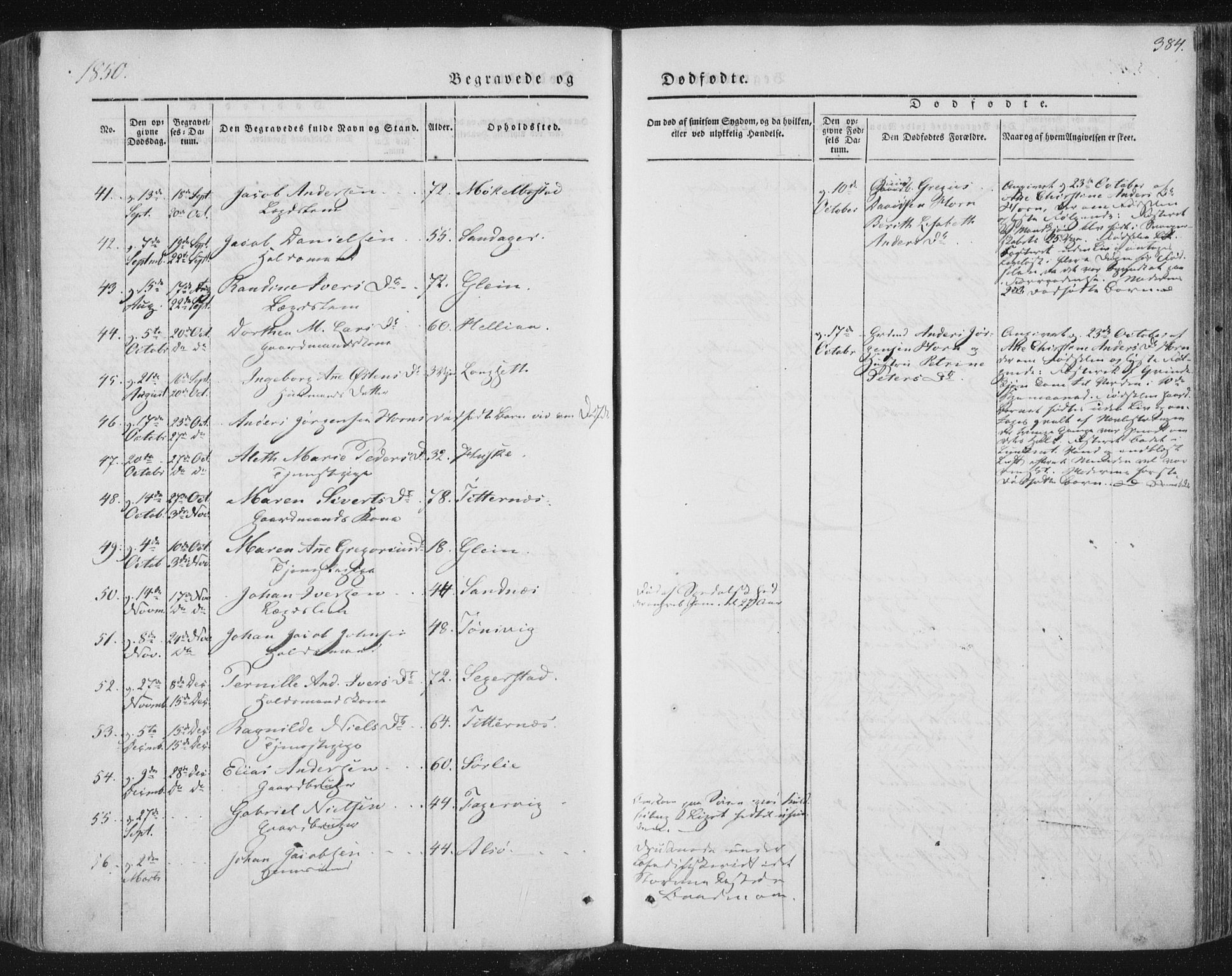 Ministerialprotokoller, klokkerbøker og fødselsregistre - Nordland, AV/SAT-A-1459/838/L0549: Parish register (official) no. 838A07, 1840-1854, p. 384