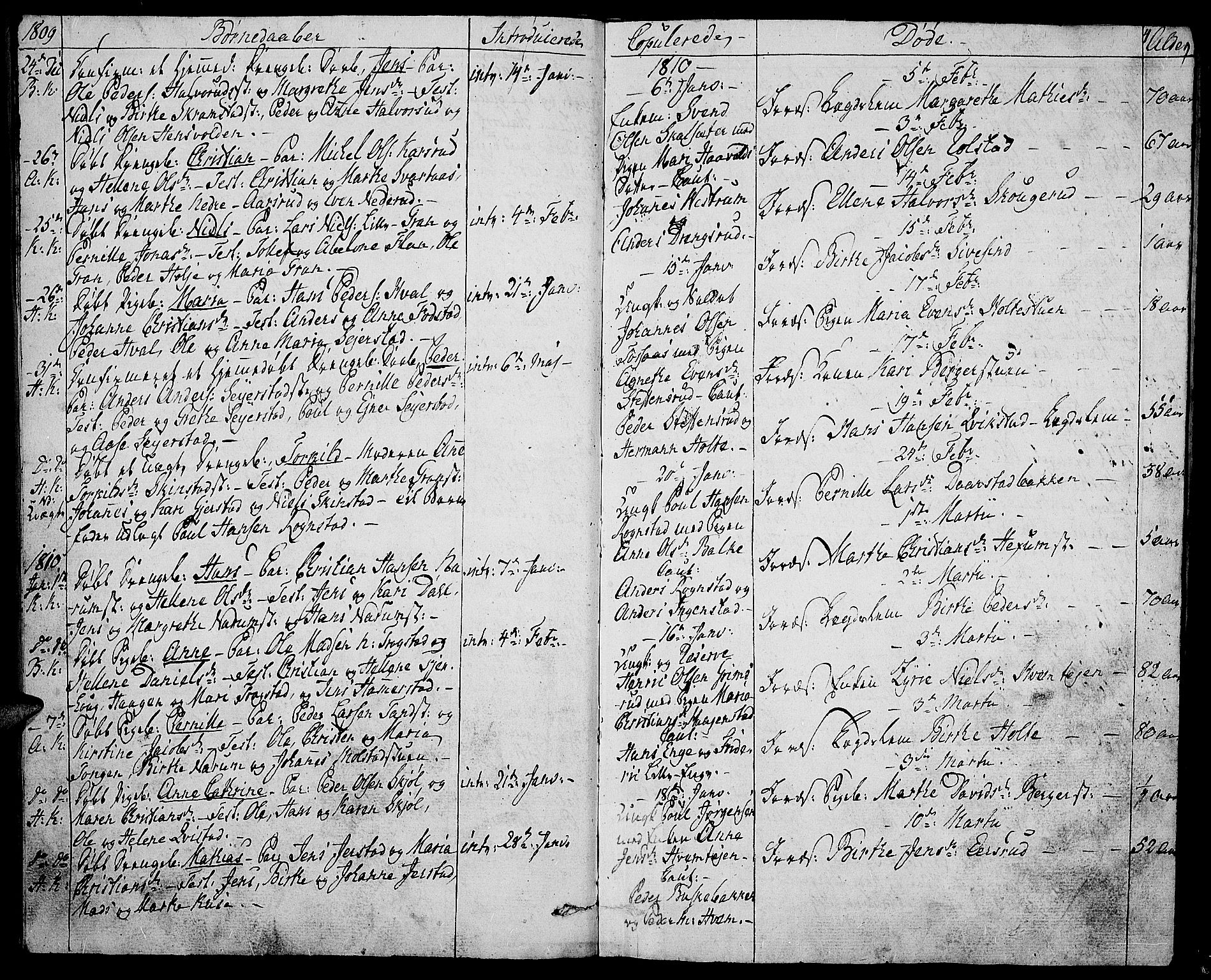 Toten prestekontor, SAH/PREST-102/H/Ha/Haa/L0008: Parish register (official) no. 8, 1809-1814, p. 4
