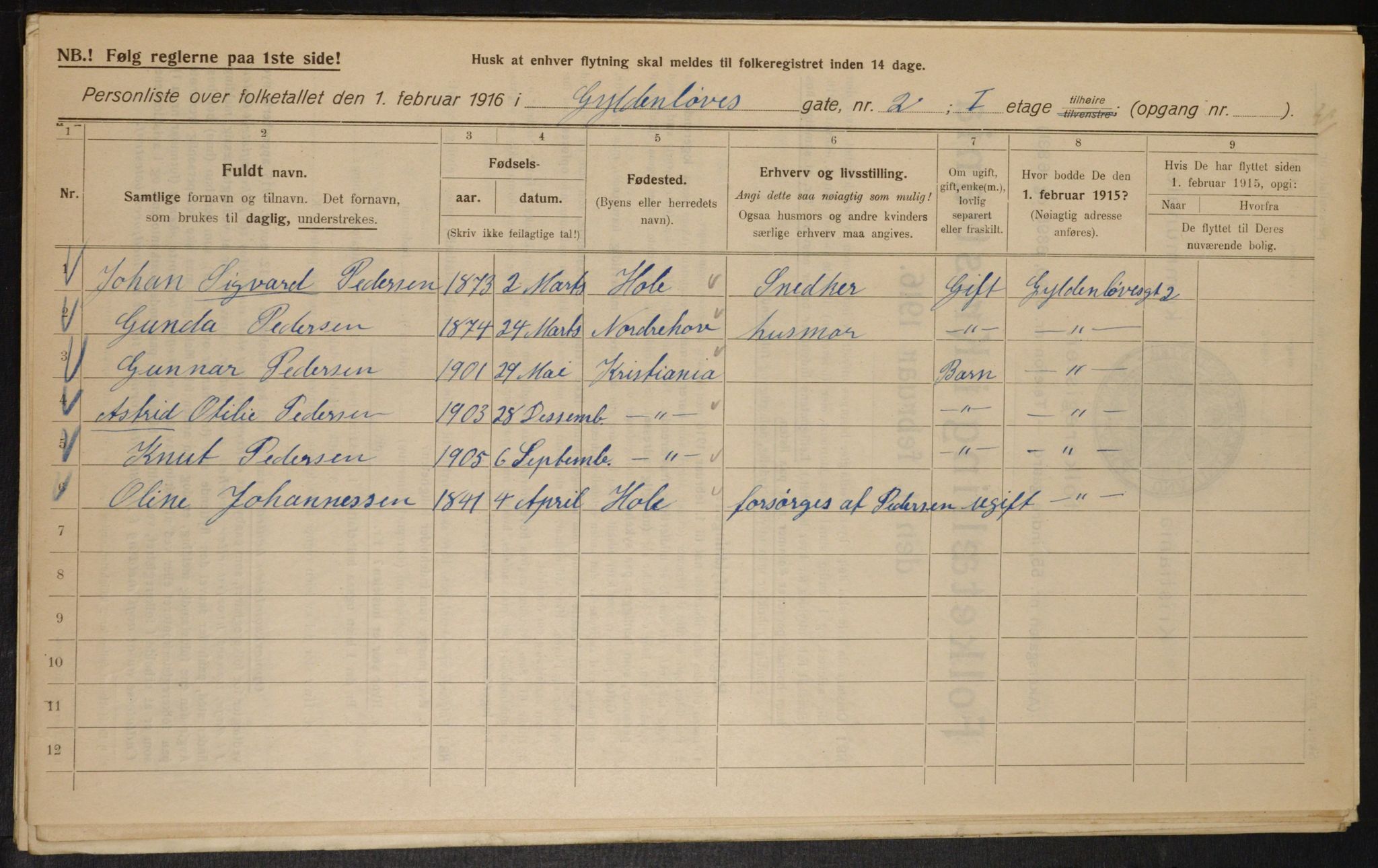 OBA, Municipal Census 1916 for Kristiania, 1916, p. 33016