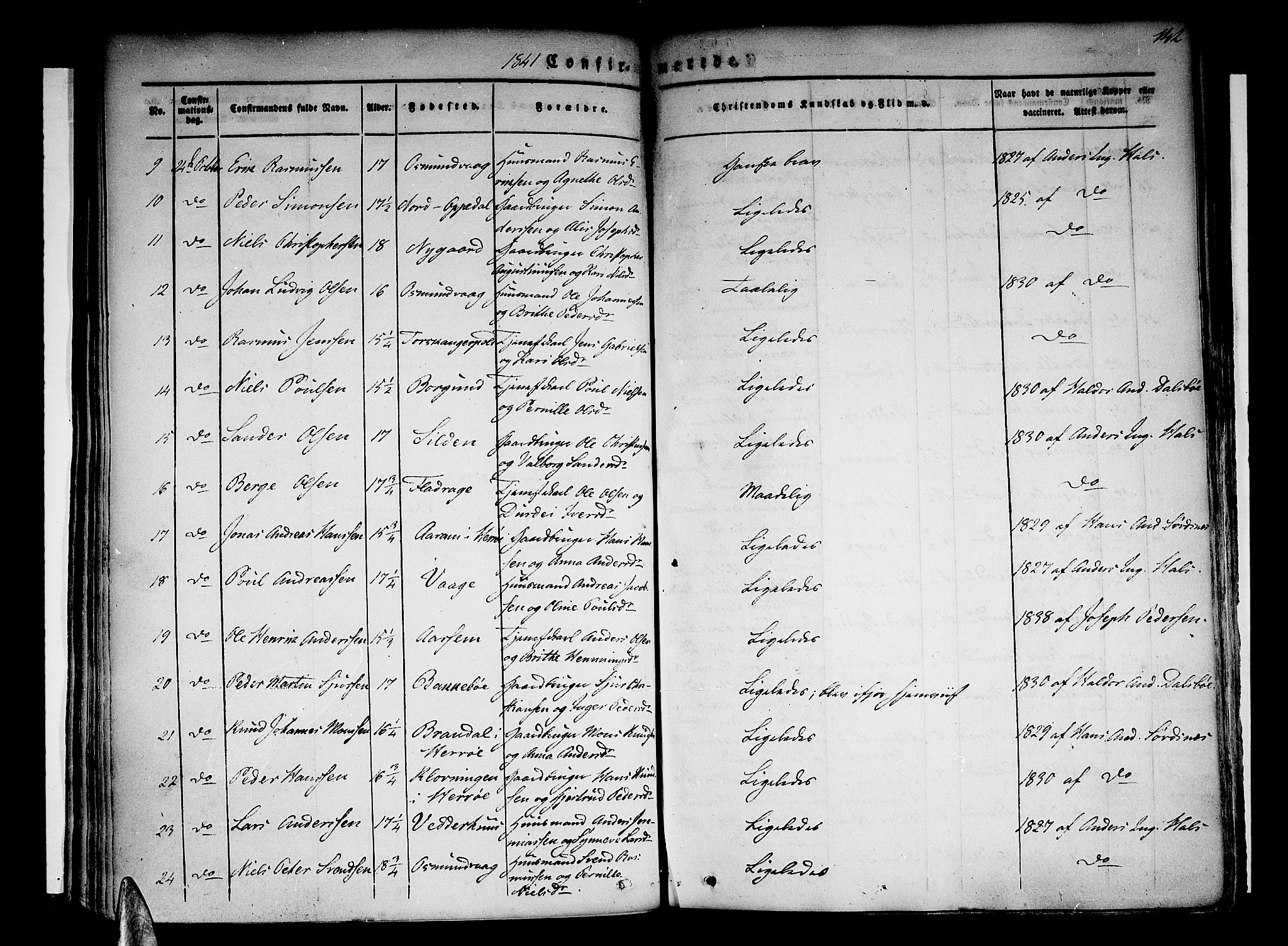 Selje sokneprestembete, AV/SAB-A-99938/H/Ha/Haa/Haaa: Parish register (official) no. A 9, 1829-1844, p. 142