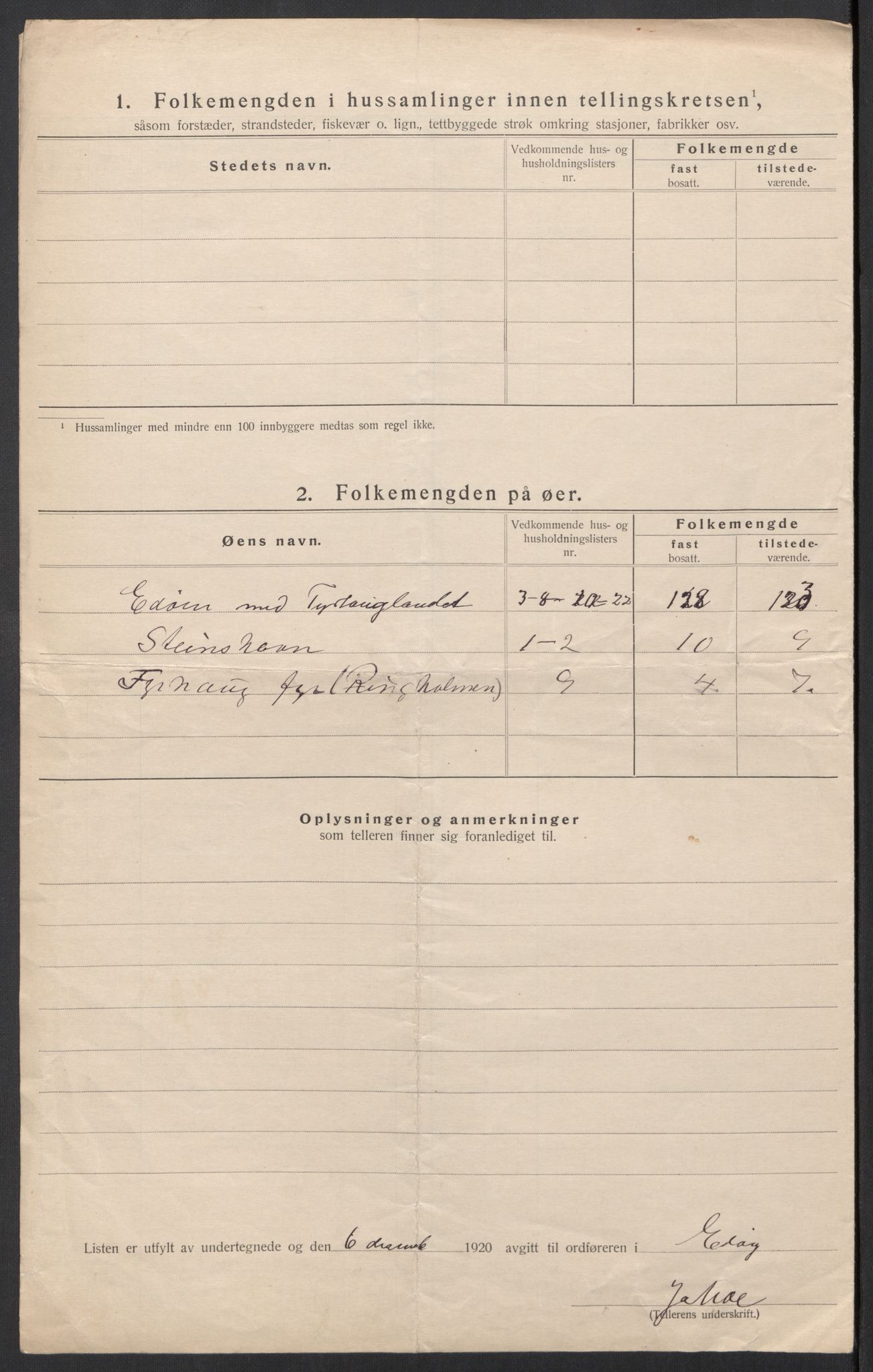 SAT, 1920 census for Edøy, 1920, p. 18