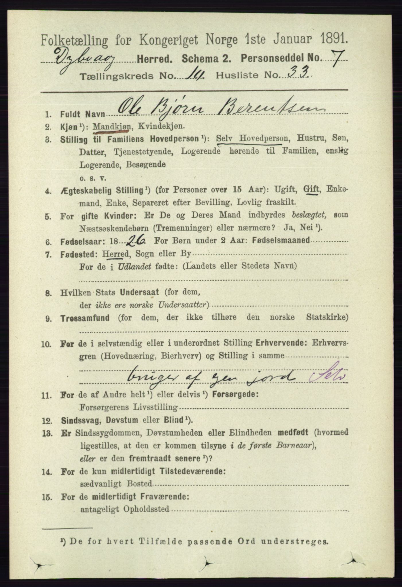 RA, 1891 census for 0915 Dypvåg, 1891, p. 3936