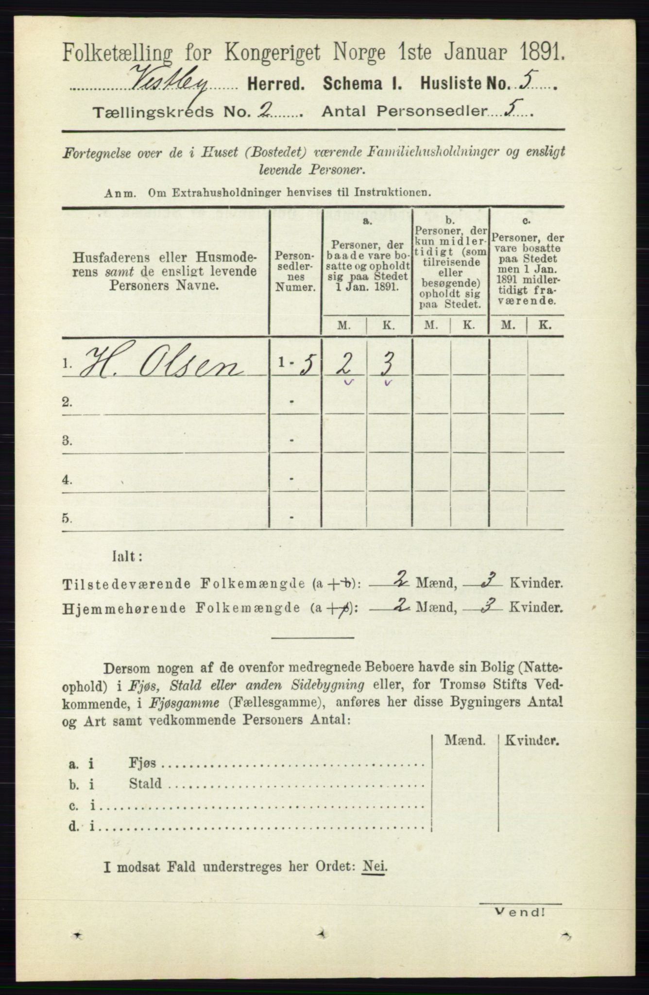 RA, 1891 census for 0211 Vestby, 1891, p. 353