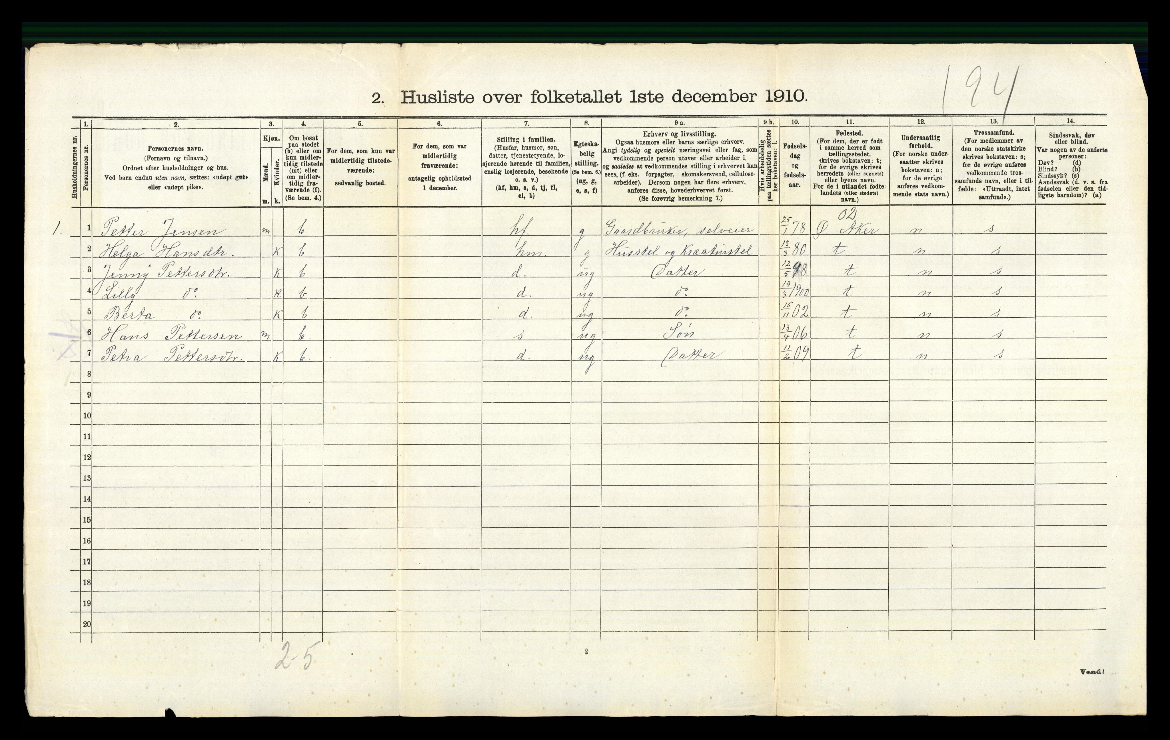 RA, 1910 census for Gjerdrum, 1910, p. 94