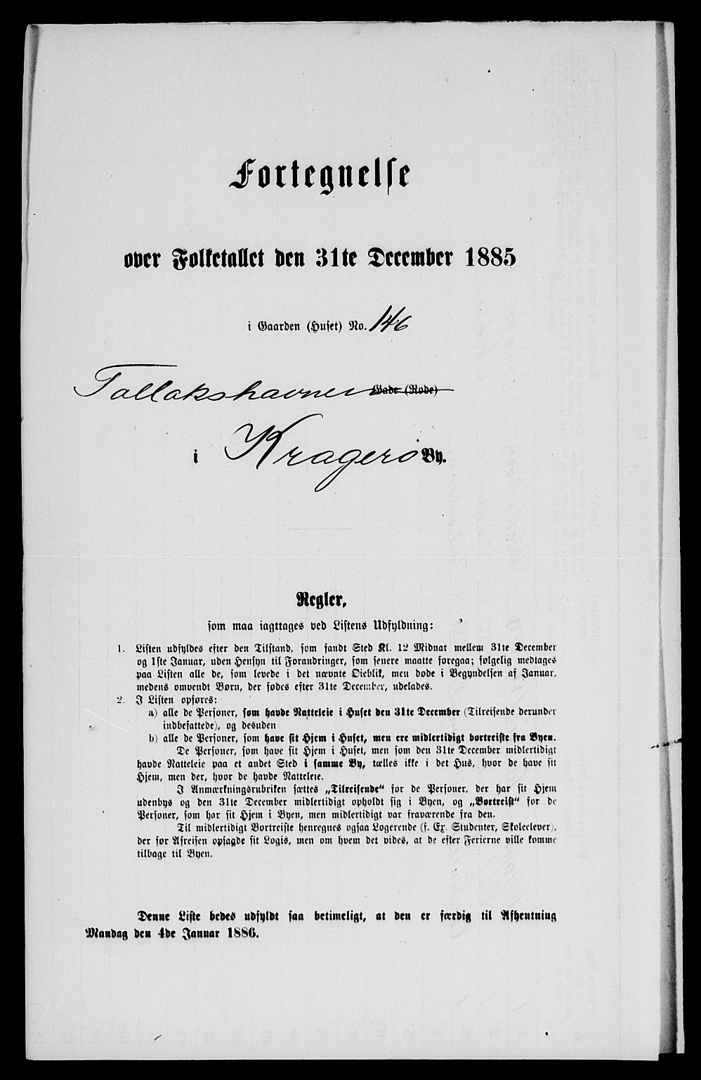 SAKO, 1885 census for 0801 Kragerø, 1885, p. 325