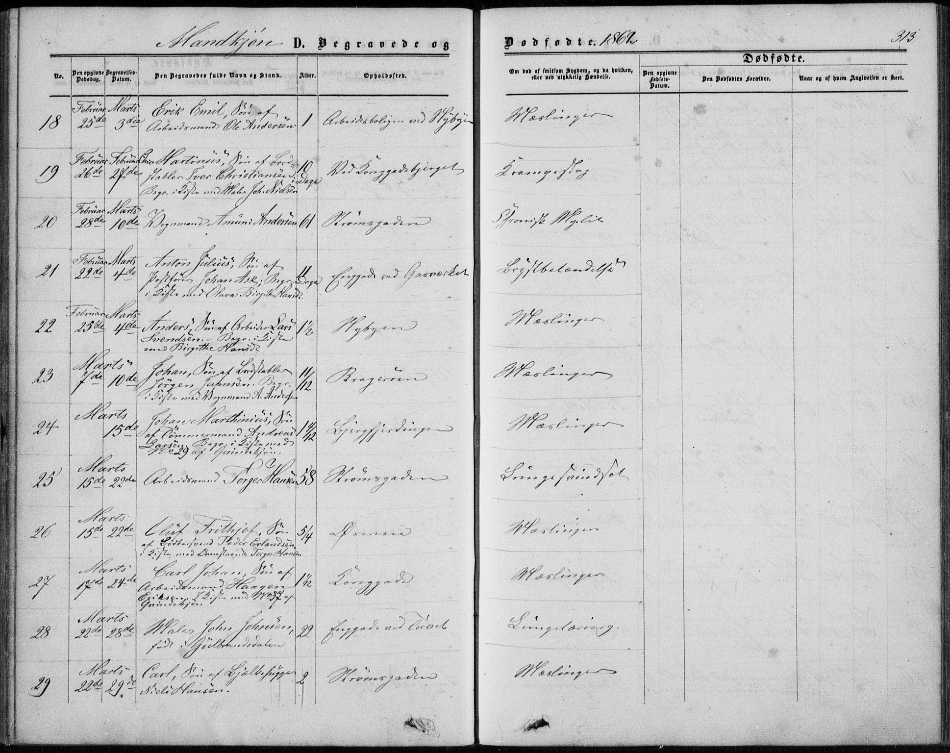 Bragernes kirkebøker, SAKO/A-6/F/Fb/L0003: Parish register (official) no. II 3, 1860-1868, p. 313
