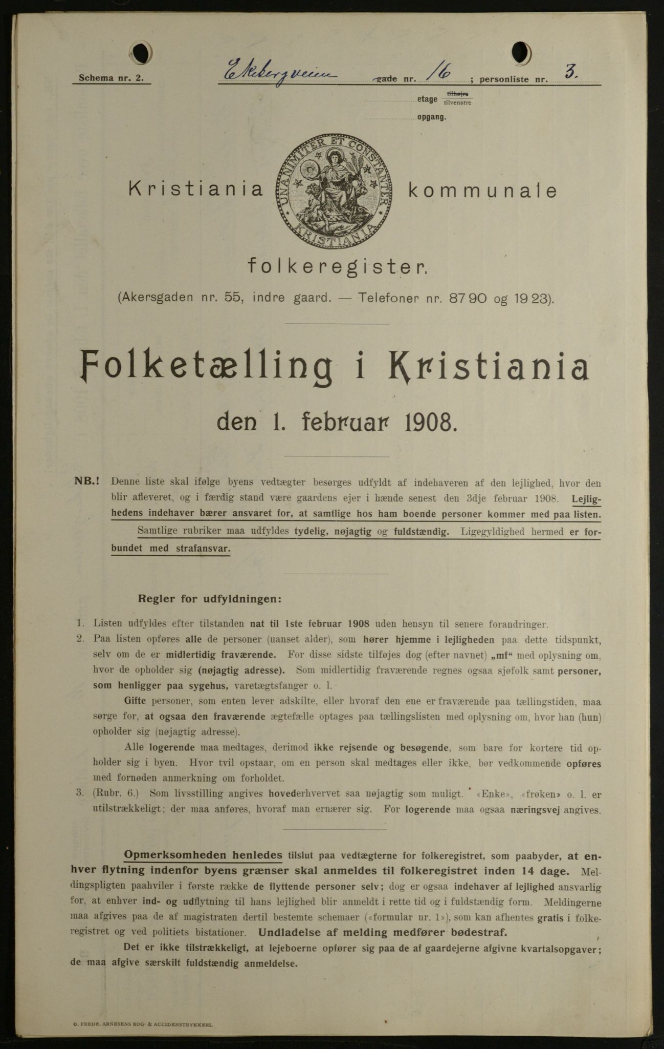OBA, Municipal Census 1908 for Kristiania, 1908, p. 18535