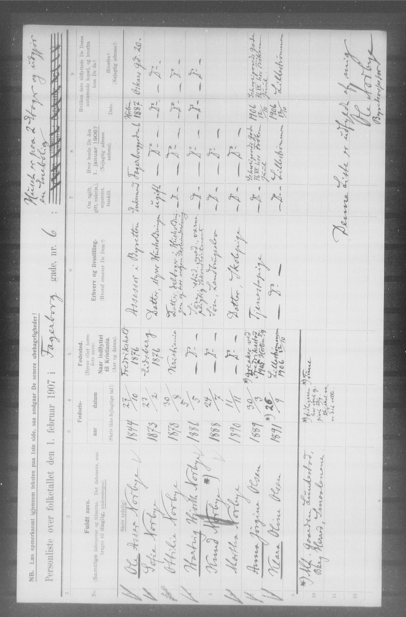 OBA, Municipal Census 1907 for Kristiania, 1907, p. 11583