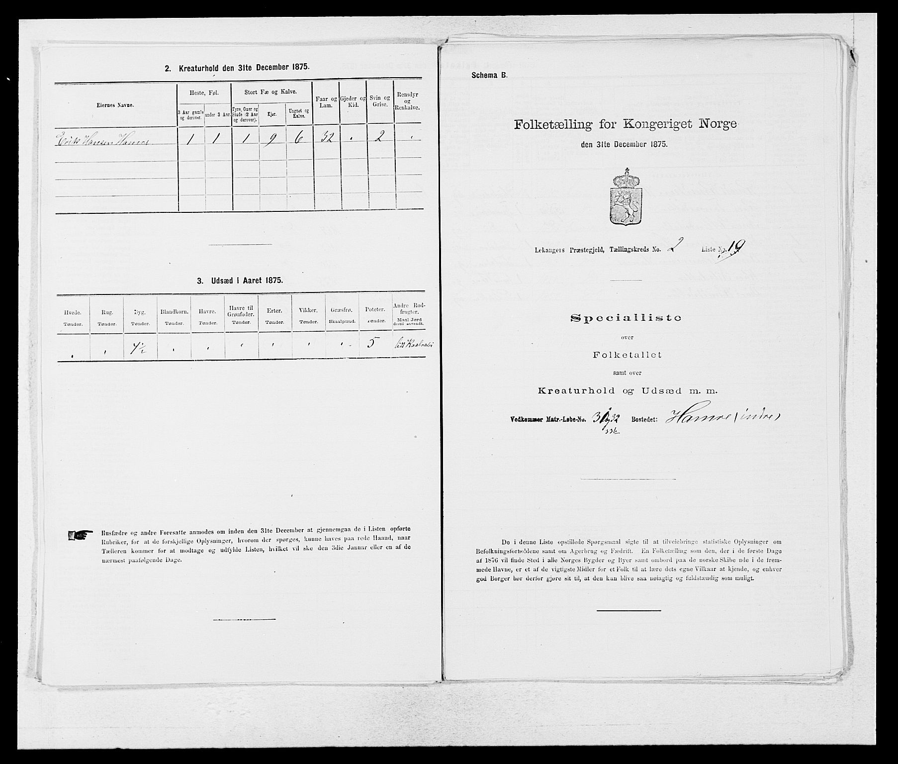 SAB, 1875 census for 1419P Leikanger, 1875, p. 121