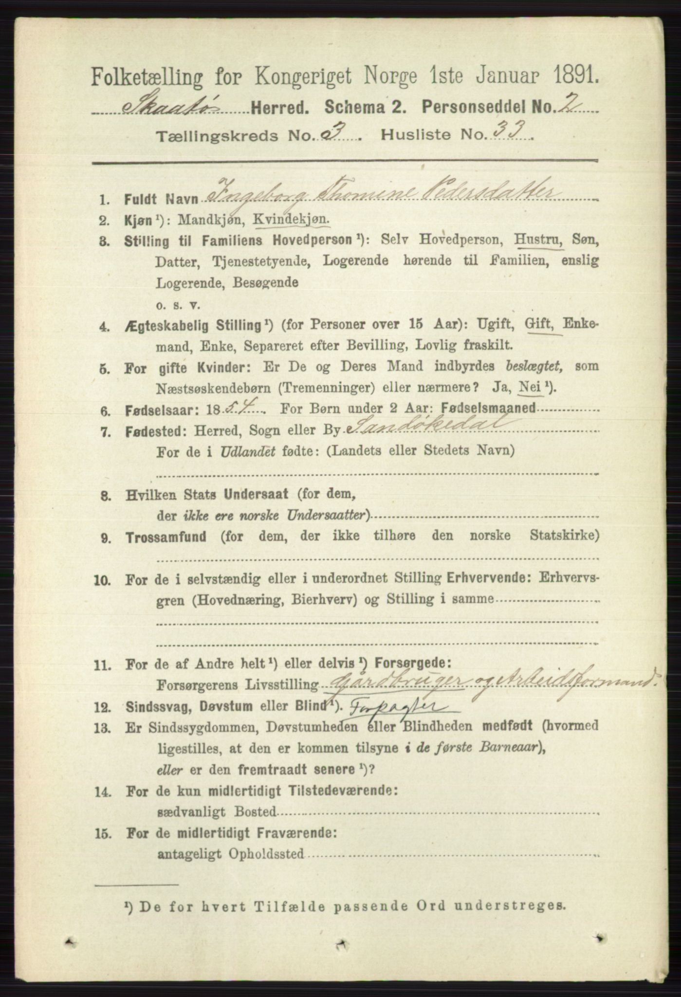 RA, 1891 census for 0815 Skåtøy, 1891, p. 661