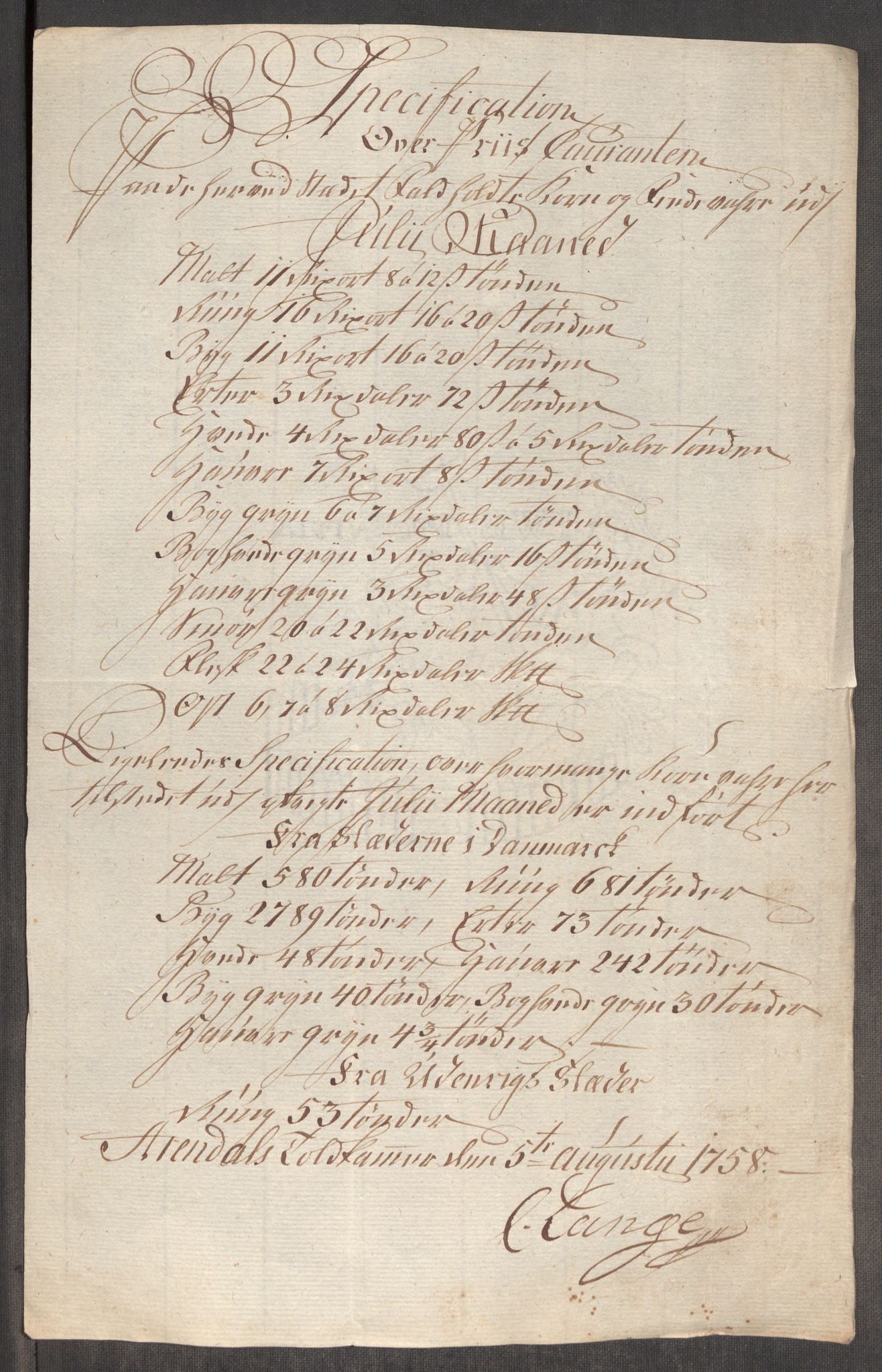 Rentekammeret inntil 1814, Realistisk ordnet avdeling, AV/RA-EA-4070/Oe/L0006: [Ø1]: Priskuranter, 1758-1760, p. 260